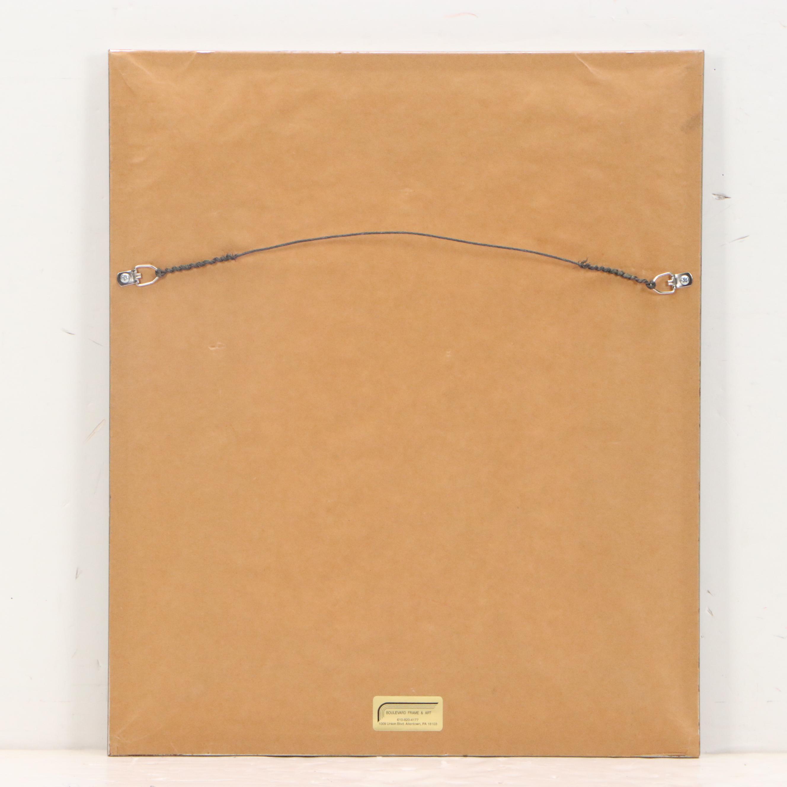 Cross-Stitch of Victorian Woman in Outdoor Wintery Scene, 2000