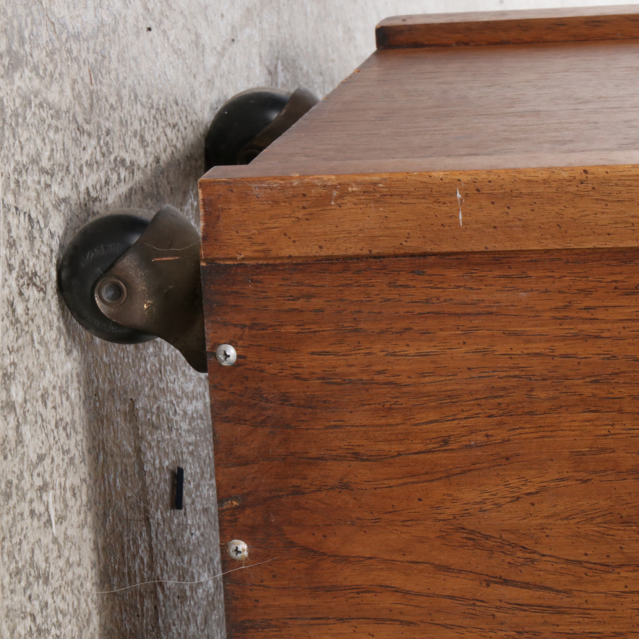 Mid Century Modern Caned Oak Bar Cabinet on Casters, Style of Jack Cartwright
