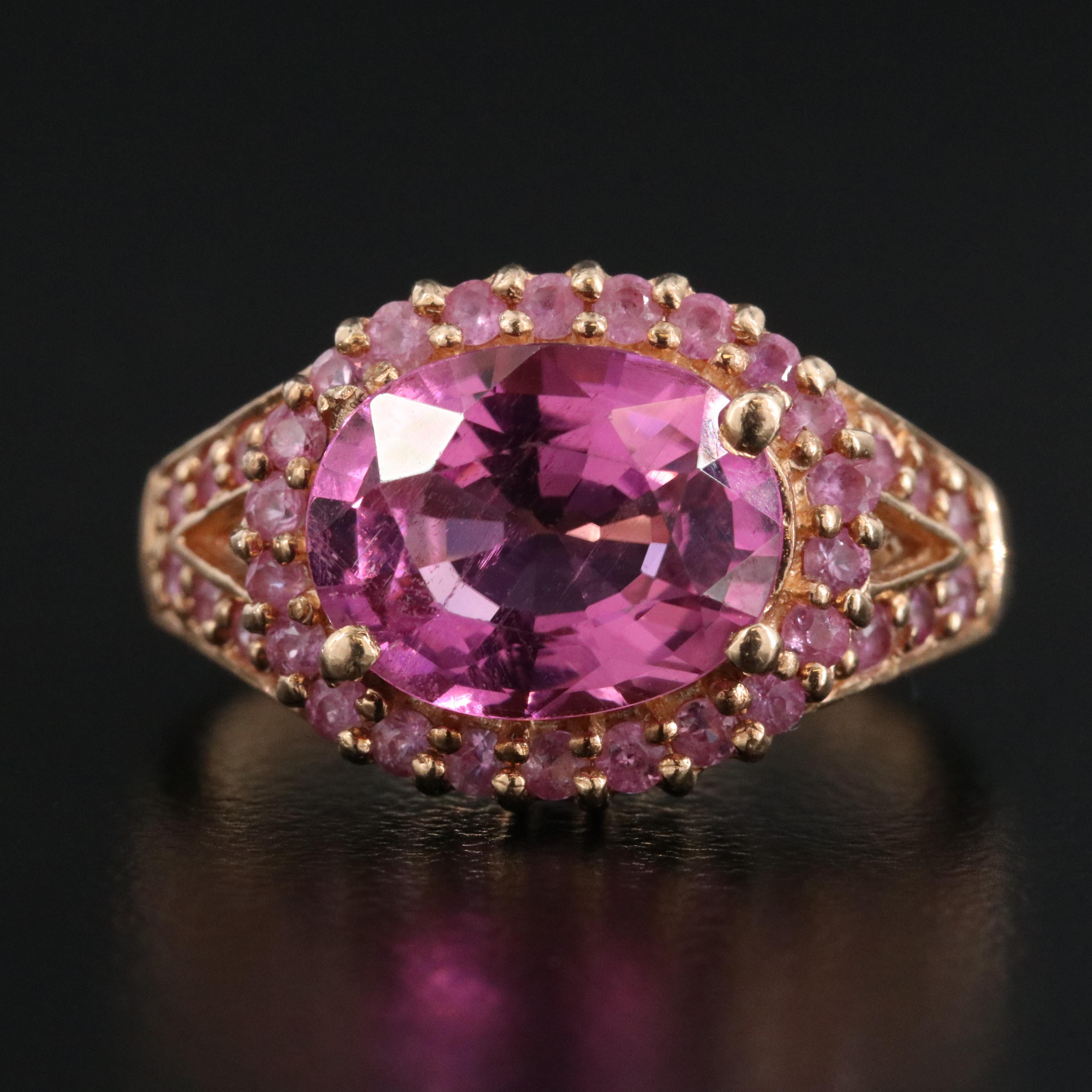 14K Rose Gold Tourmaline and Pink Sapphire Ring