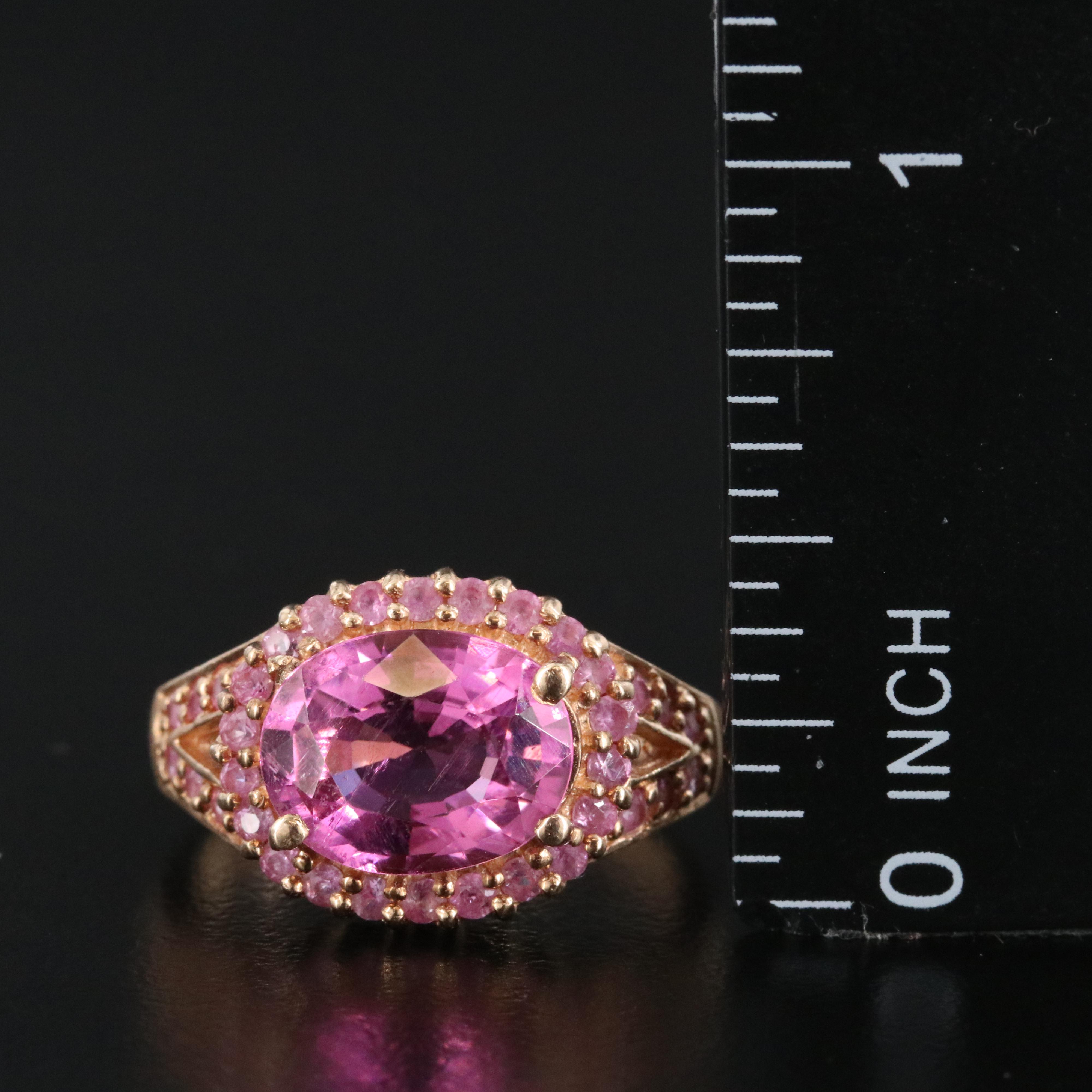14K Rose Gold Tourmaline and Pink Sapphire Ring