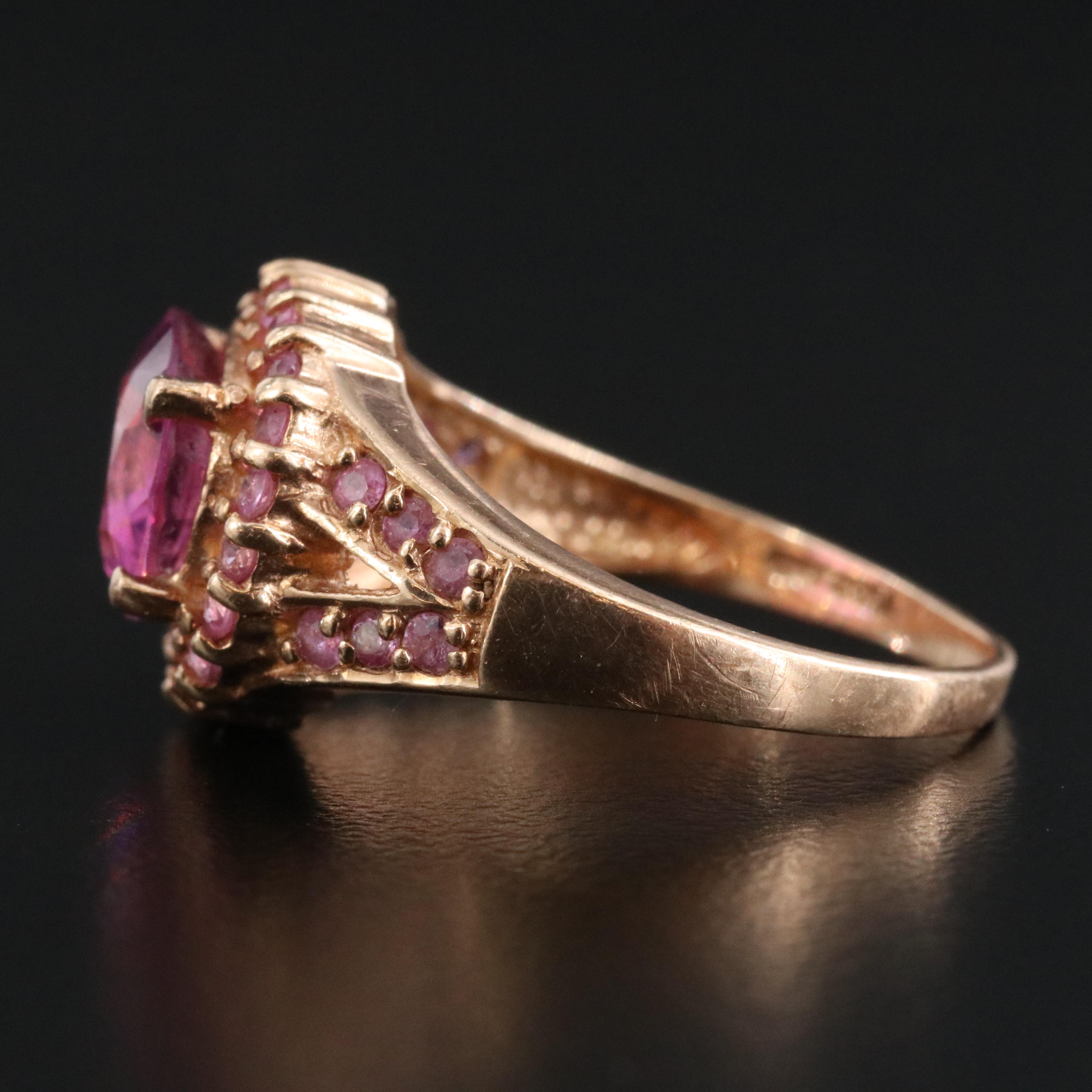14K Rose Gold Tourmaline and Pink Sapphire Ring