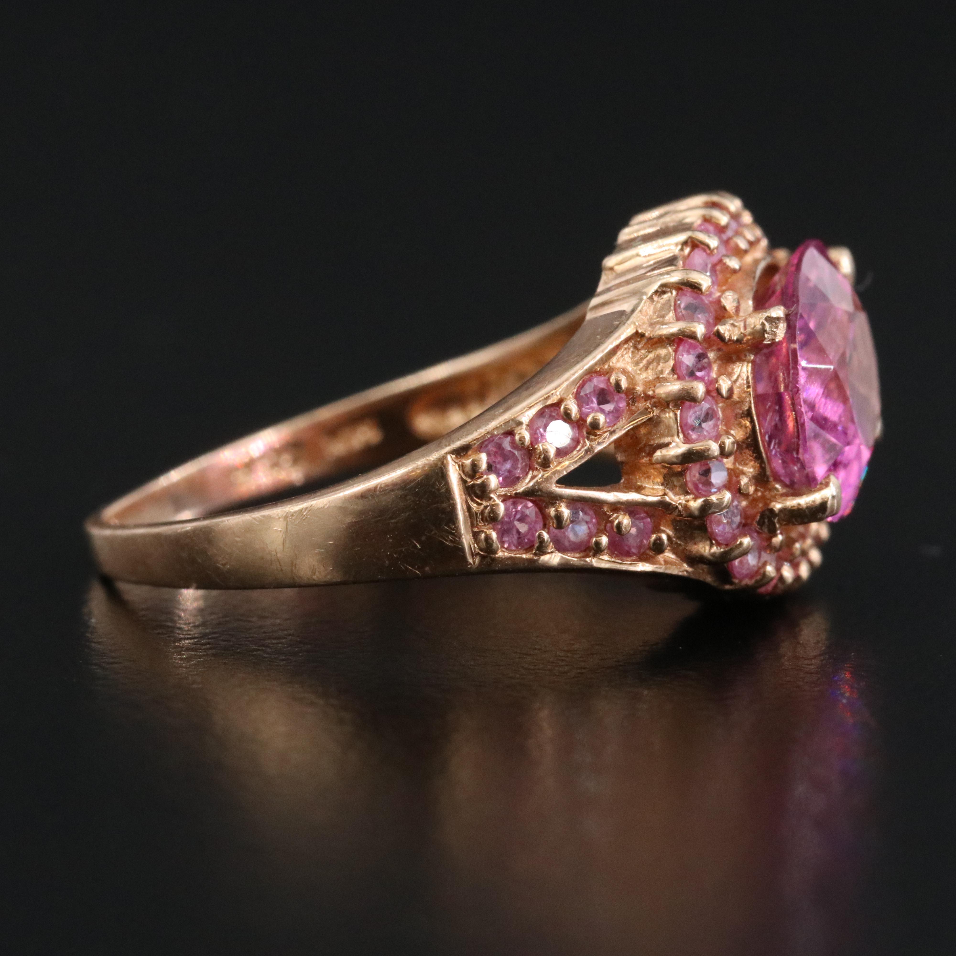 14K Rose Gold Tourmaline and Pink Sapphire Ring