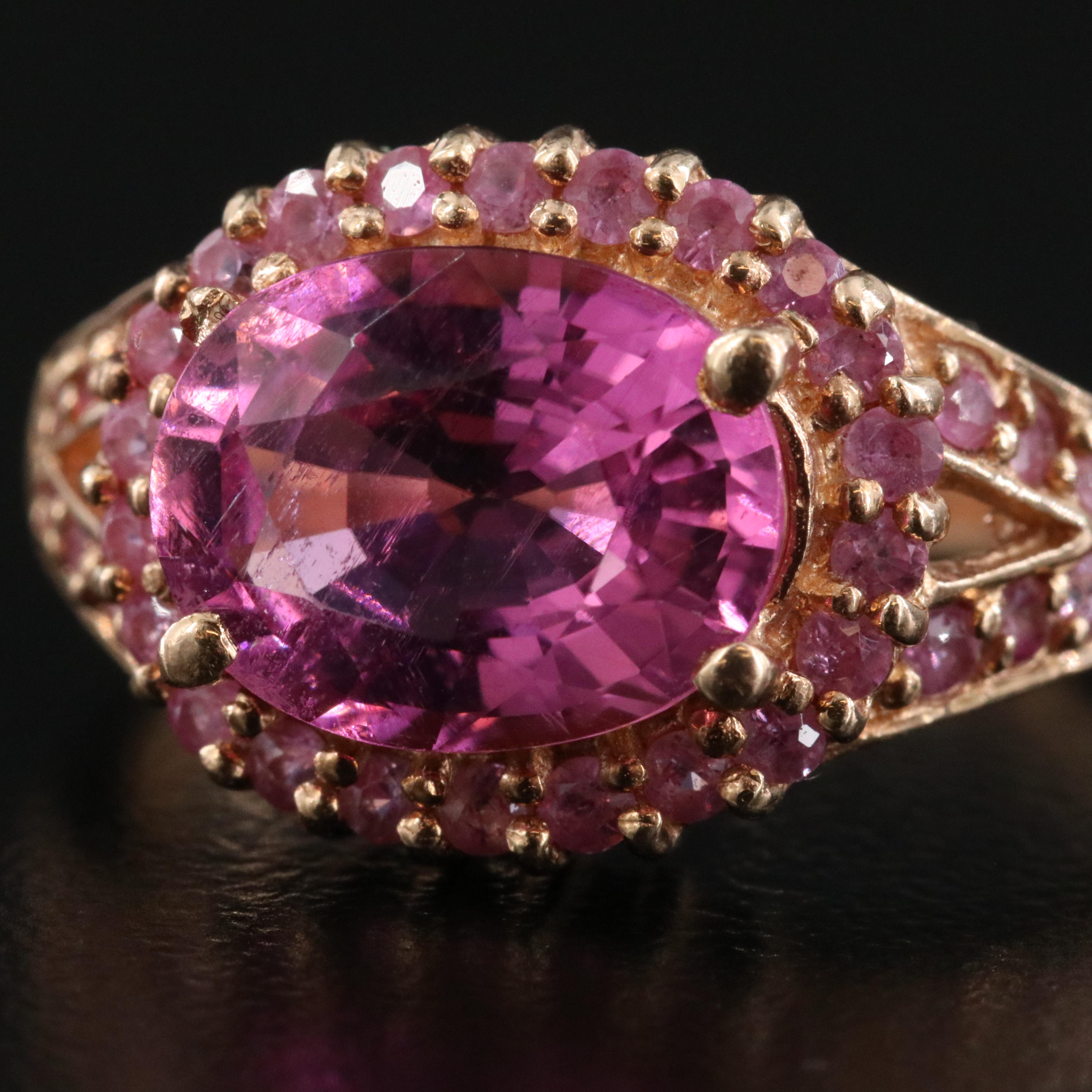 14K Rose Gold Tourmaline and Pink Sapphire Ring