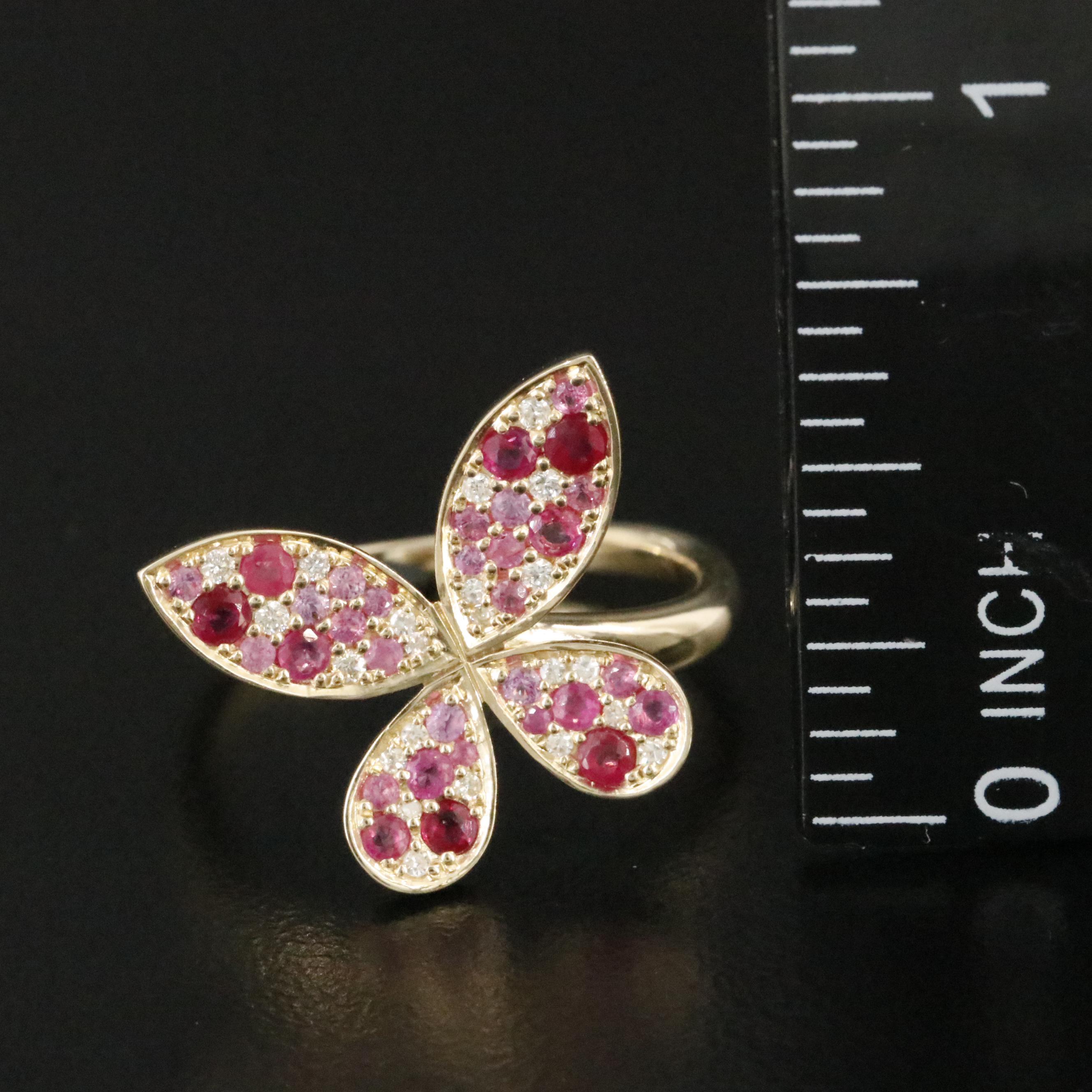 14K Ruby and Diamond Butterfly Ring