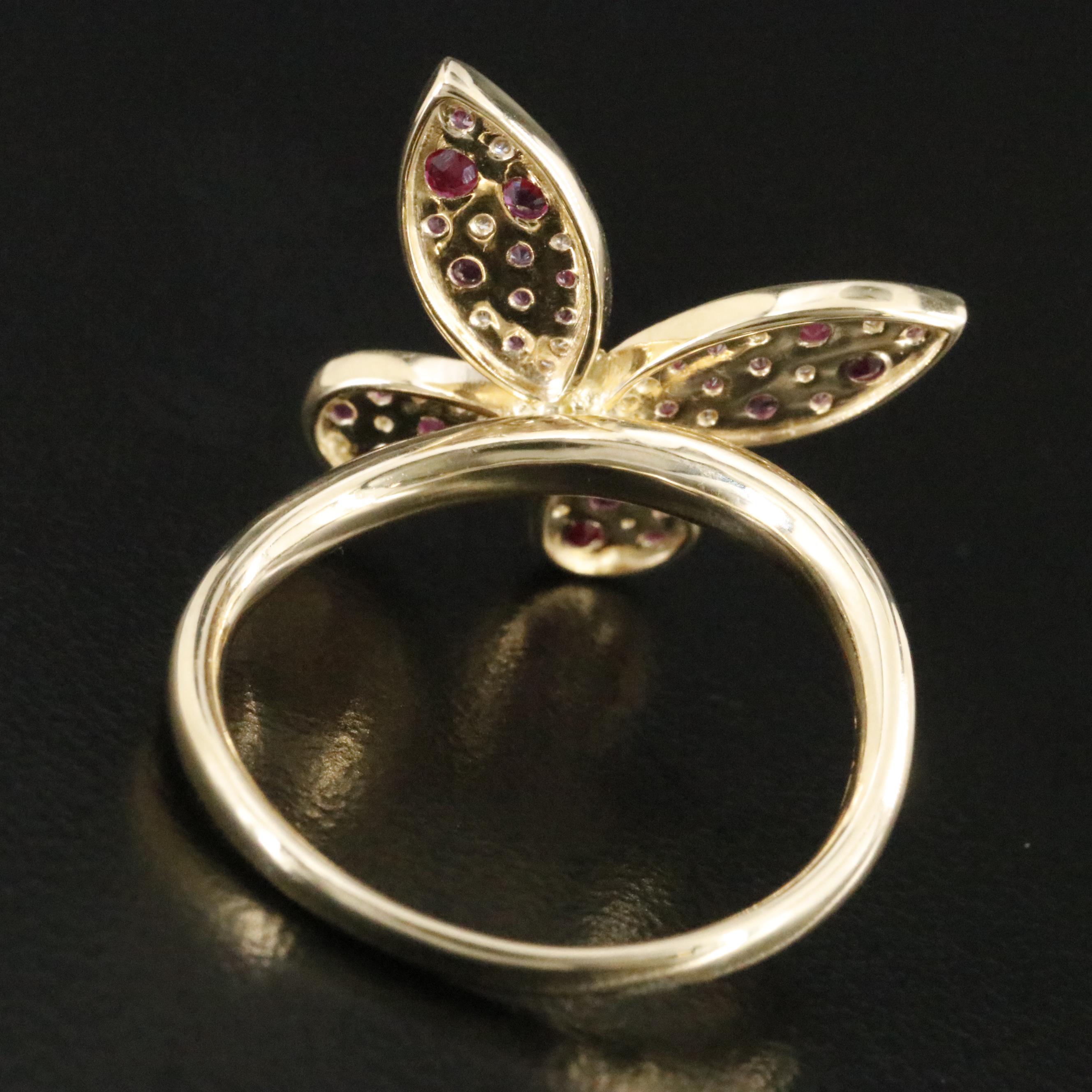 14K Ruby and Diamond Butterfly Ring