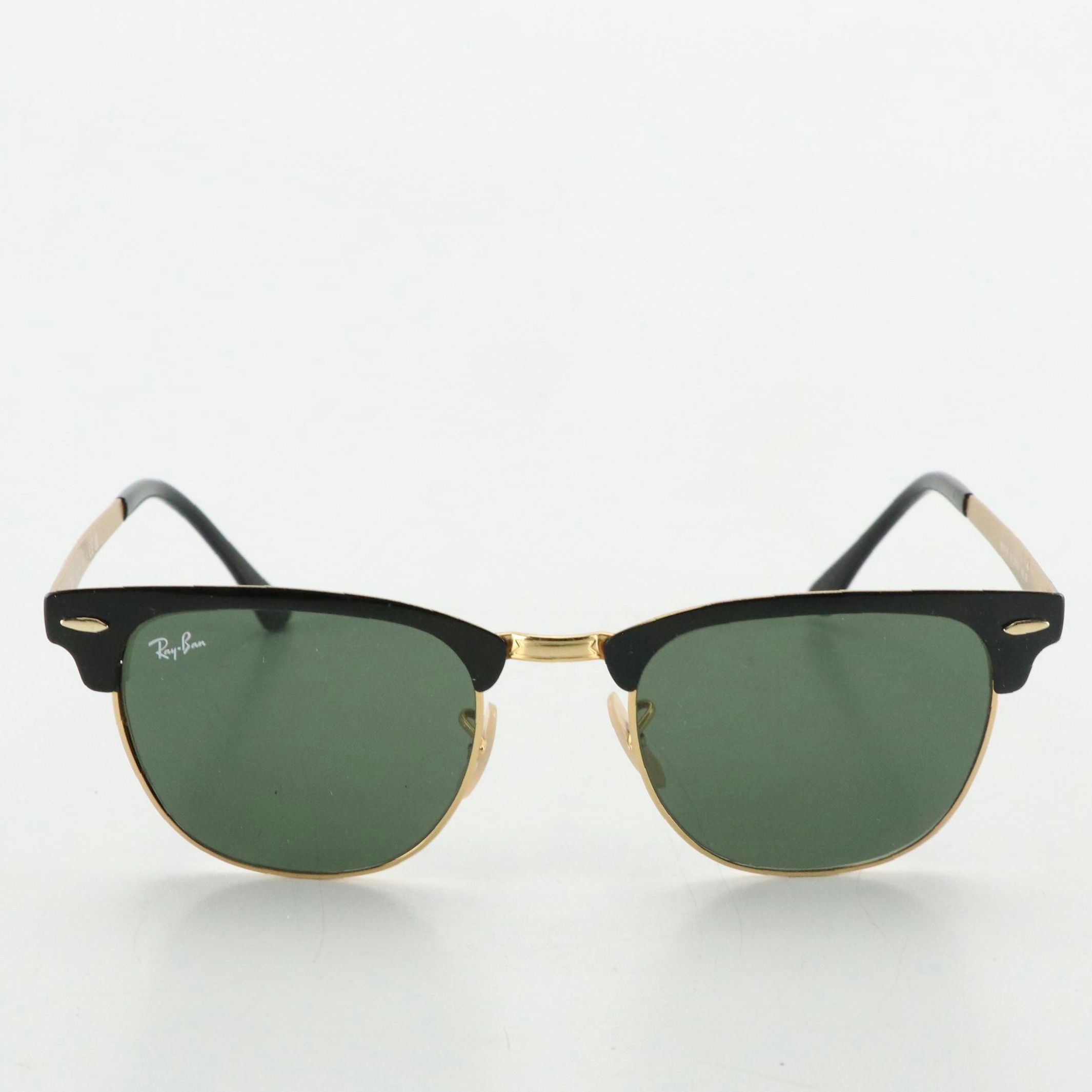 Ray-Ban RB 3716 187 Black and Gold Clubmaster Sunglasses, With Box