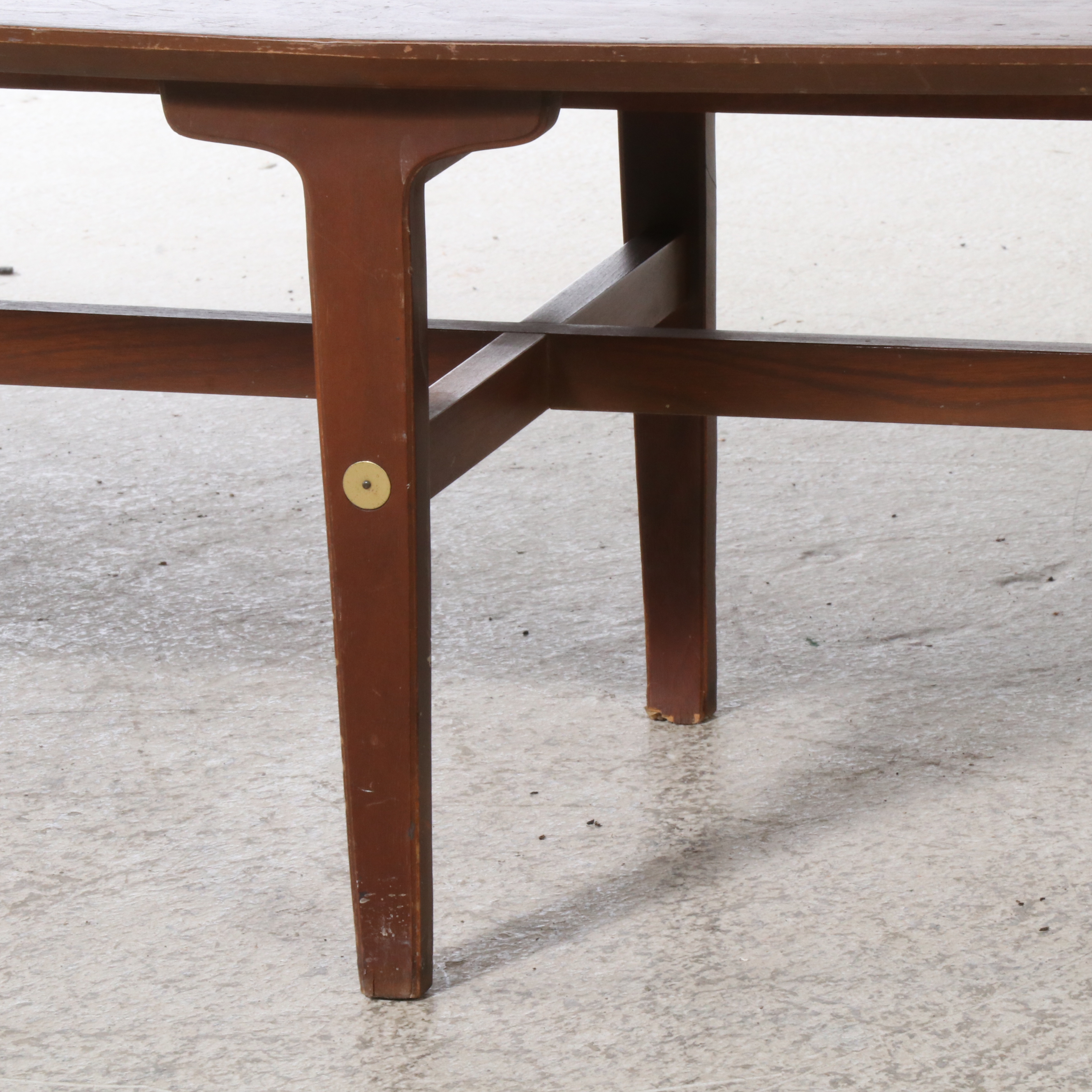 Mid Century Modern Walnut Finish Oblong Coffee Table