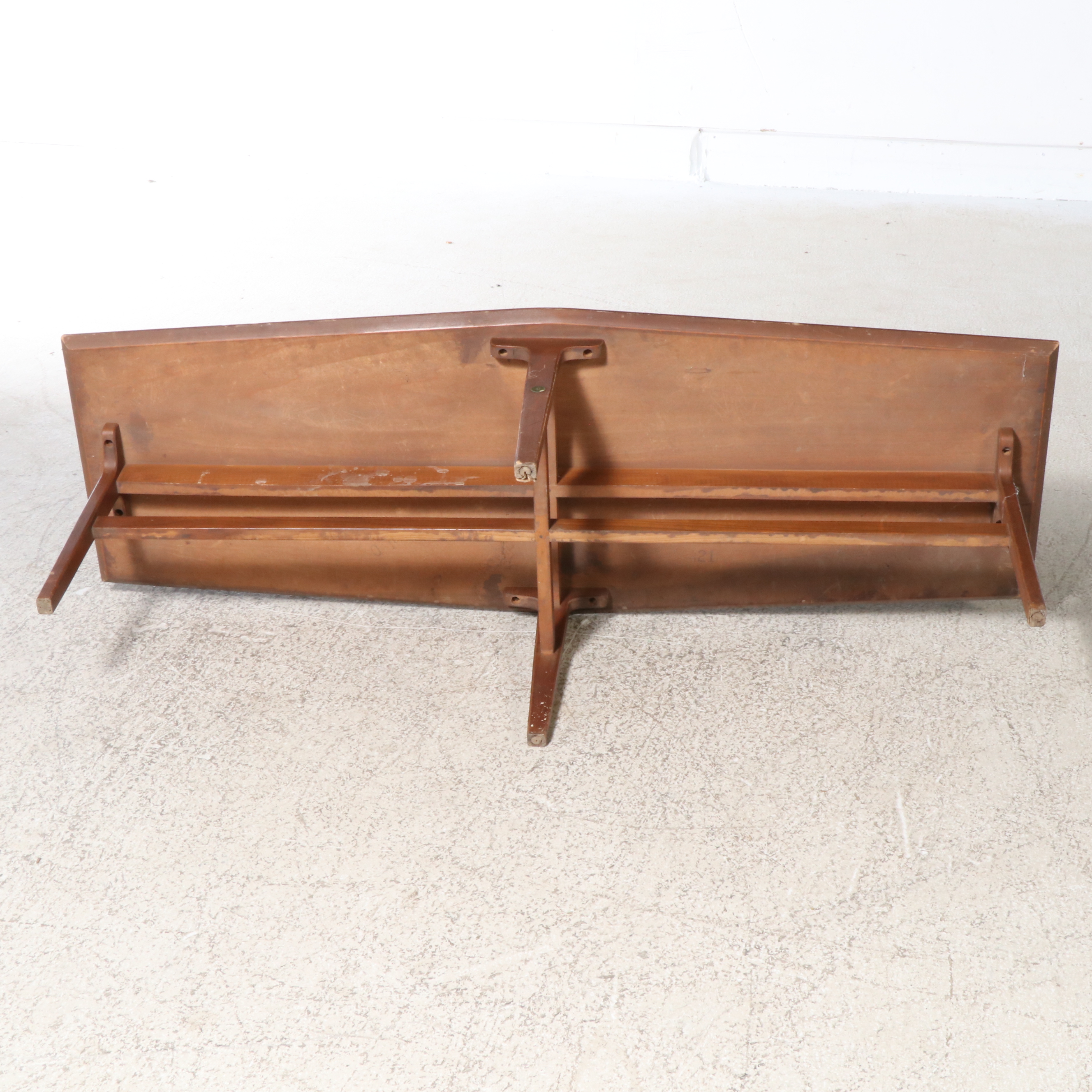 Mid Century Modern Walnut Finish Oblong Coffee Table
