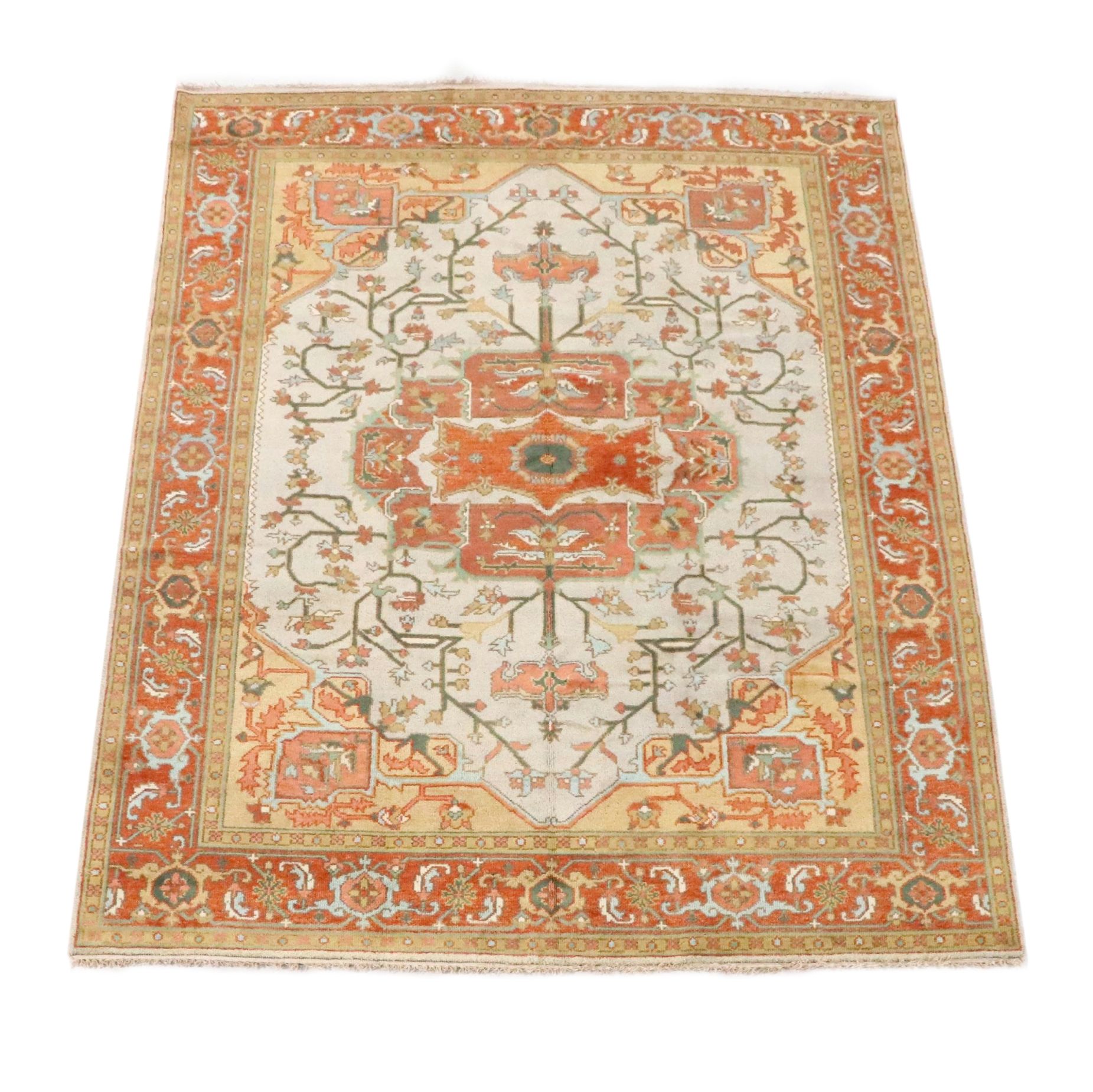 9' x 11'11 Hand-Knotted Indo-Persian Heriz Room-Sized Rug