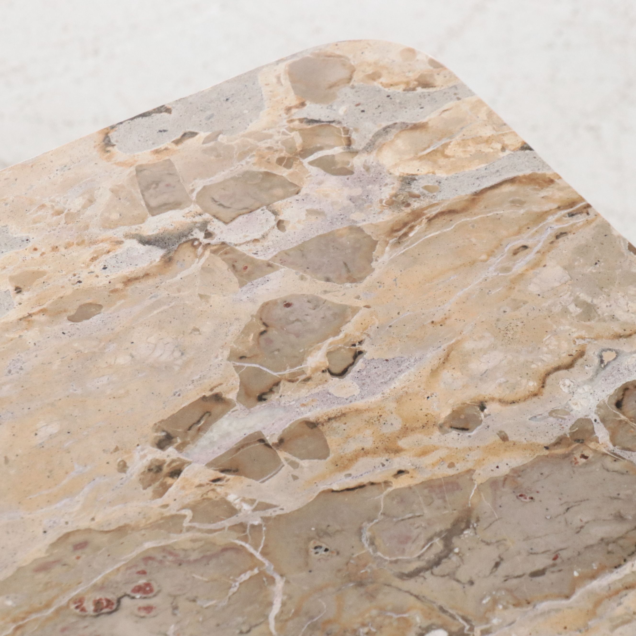 Contemporary Marble Top Reeded Wood Coffee Table