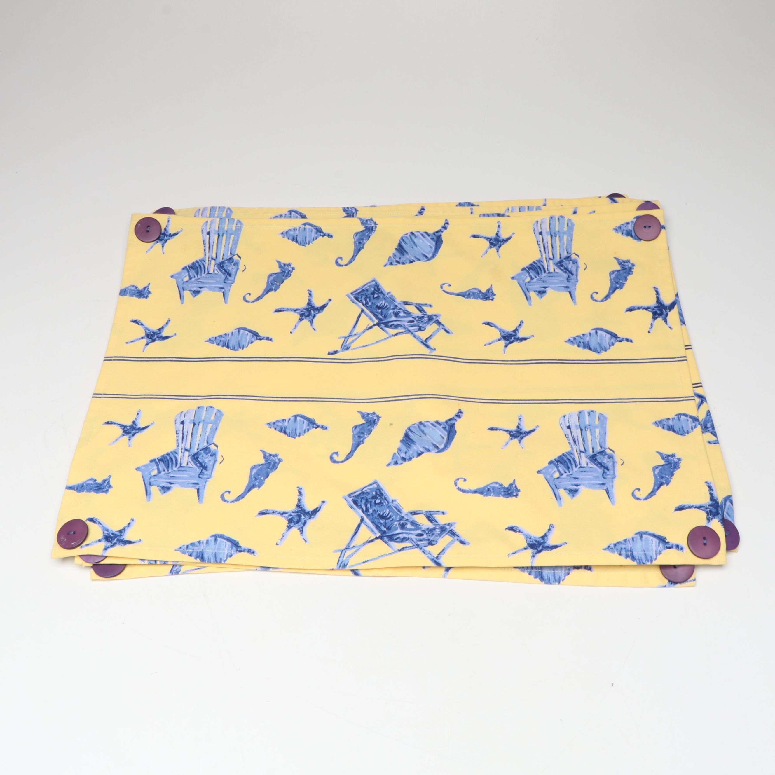 April Cornell Beach Themed Cotton Place Mats, Pink Napkins and More Table Linens