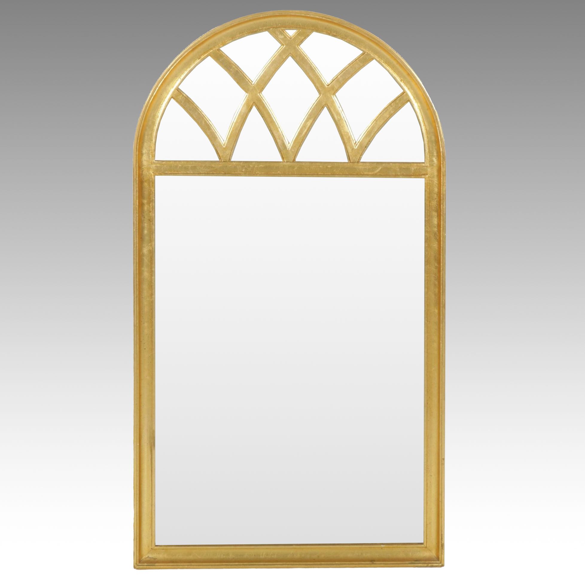 Ethan Allen Italian Palladian Style Gold-Toned Arched Wall Mirror