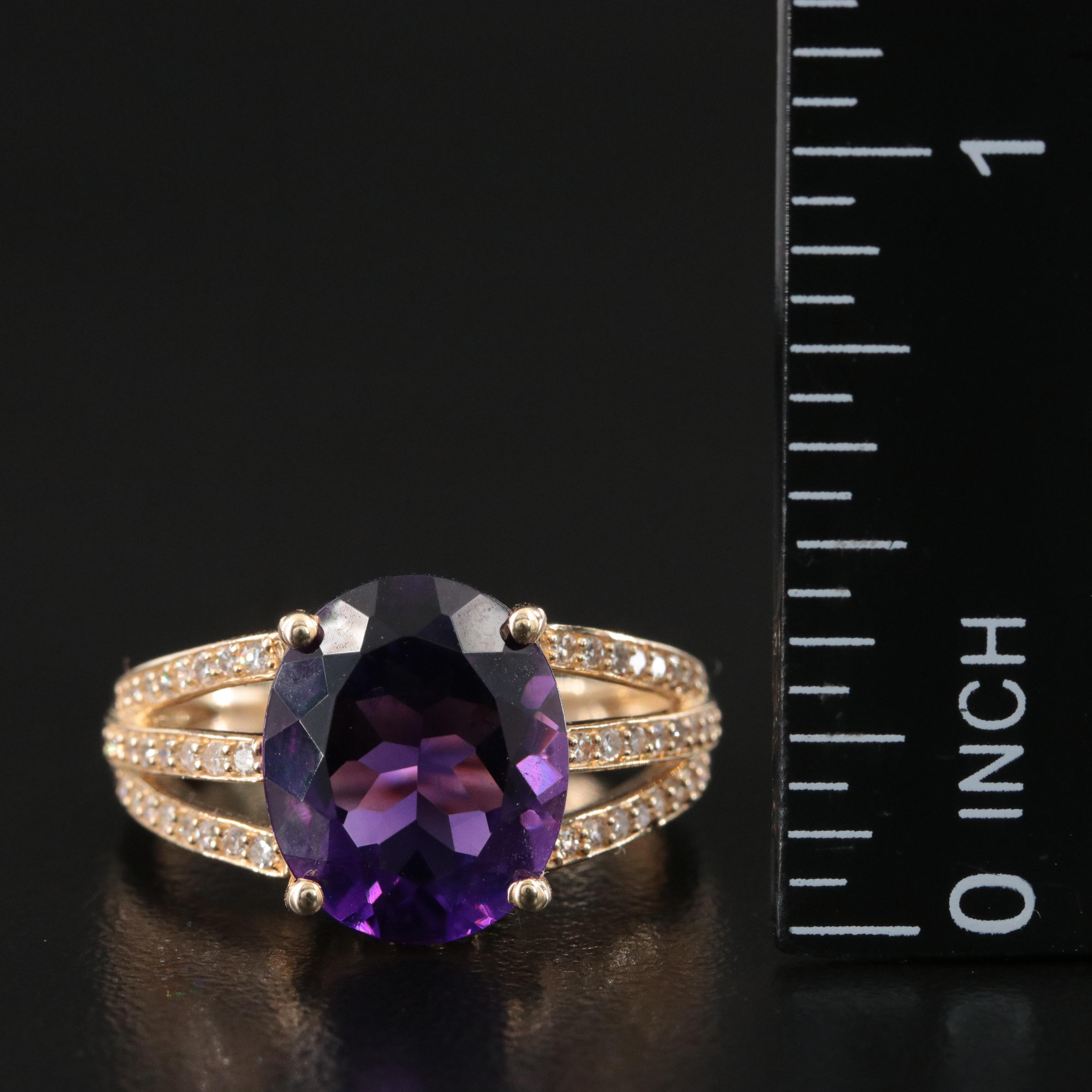 14K Amethyst and Diamond Ring