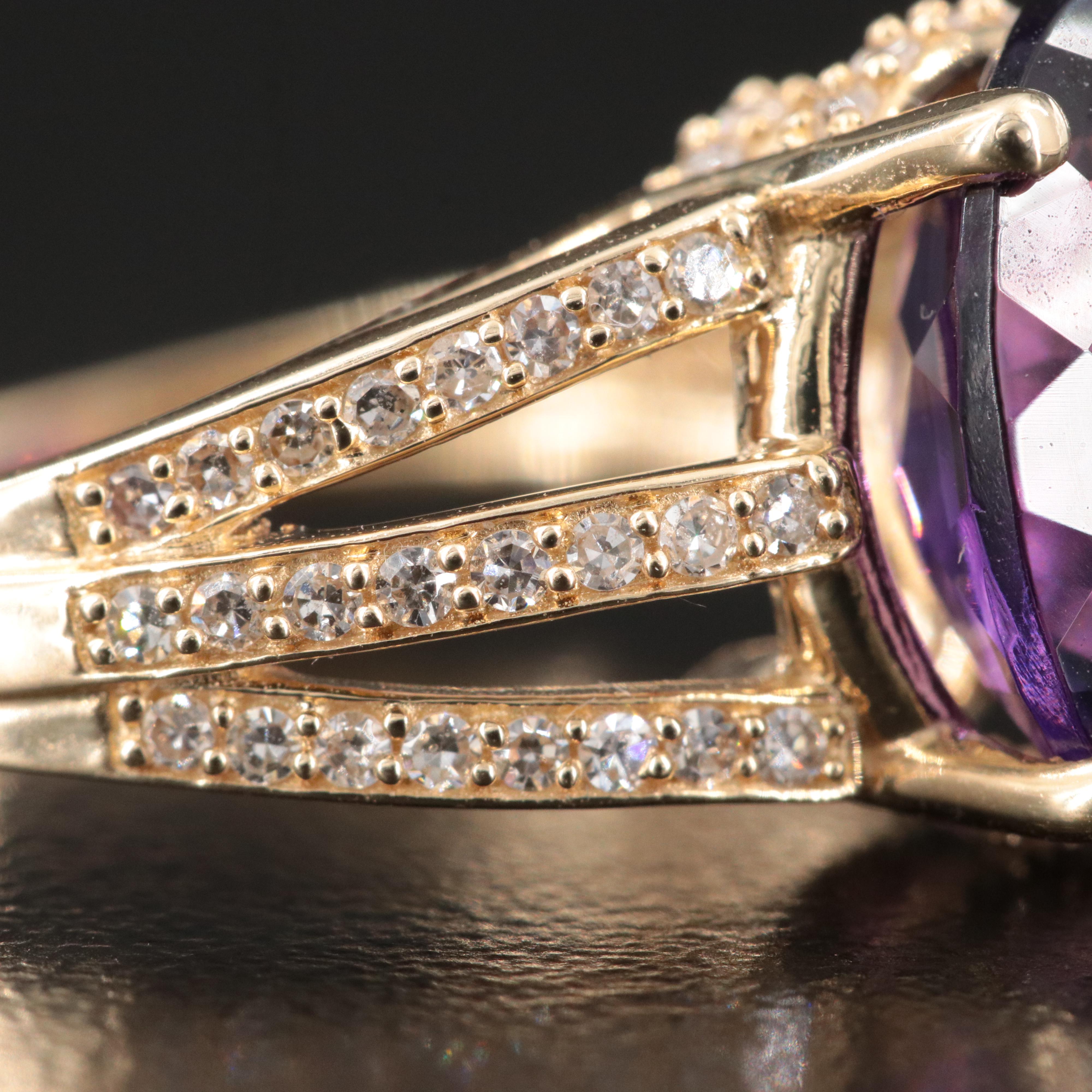 14K Amethyst and Diamond Ring