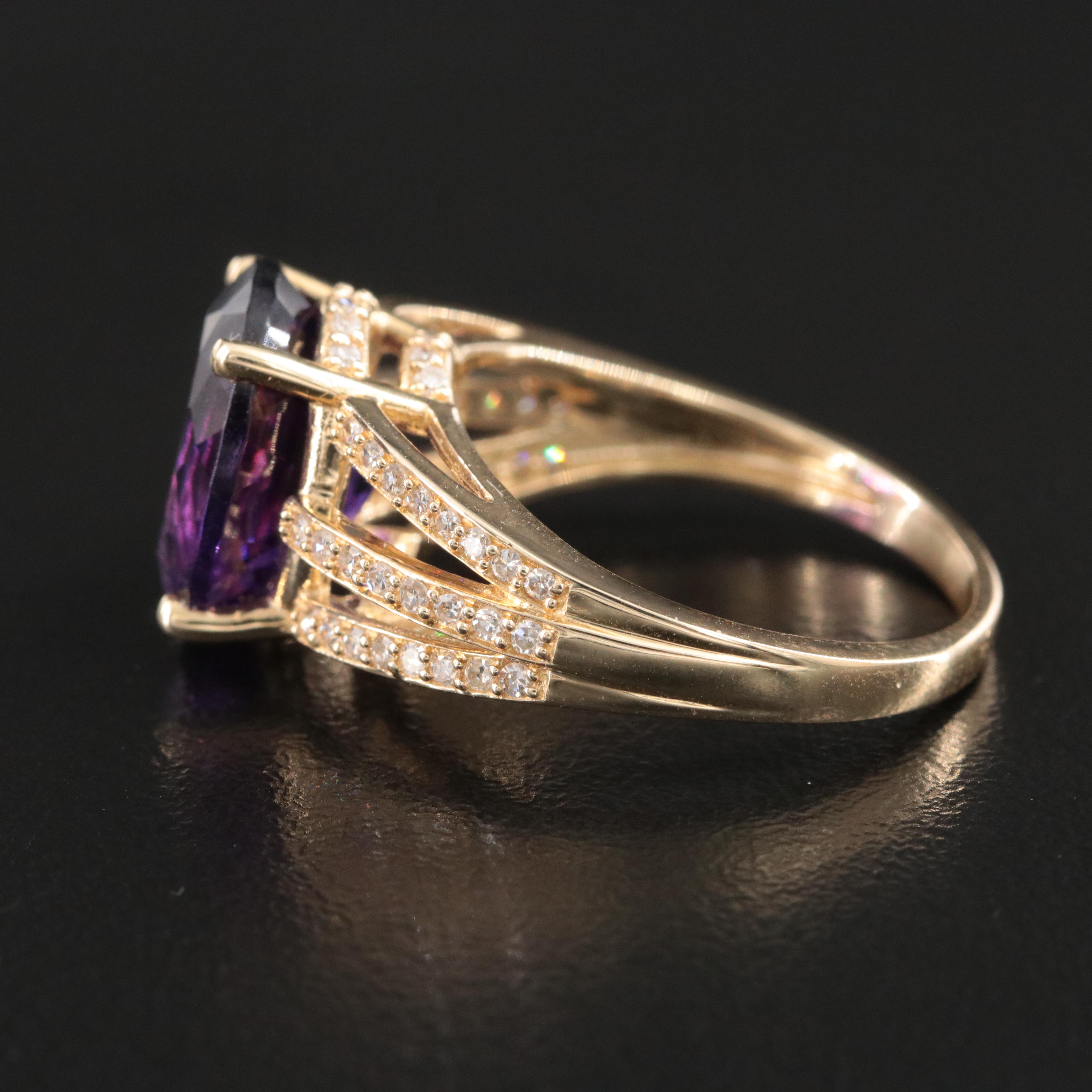 14K Amethyst and Diamond Ring