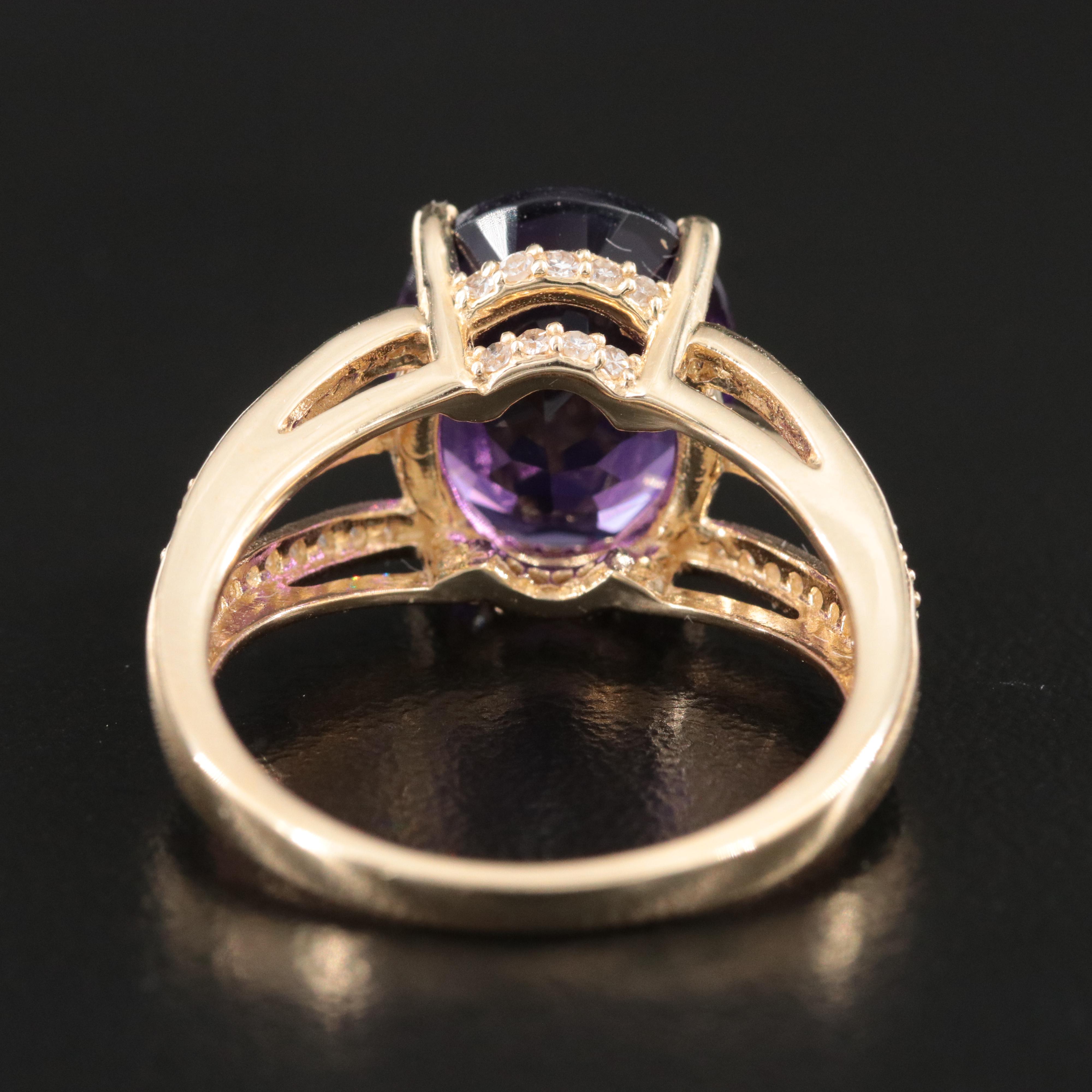 14K Amethyst and Diamond Ring