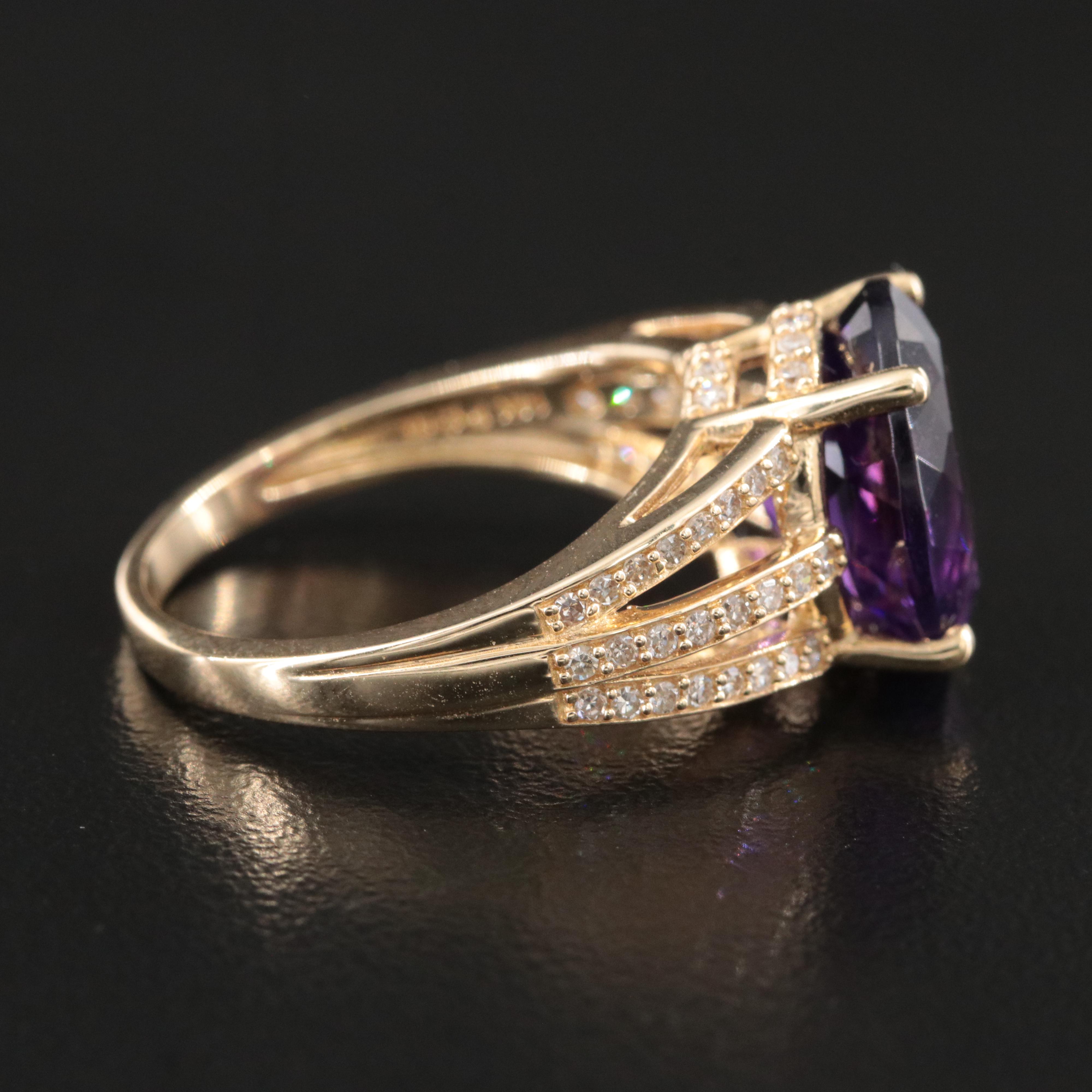 14K Amethyst and Diamond Ring