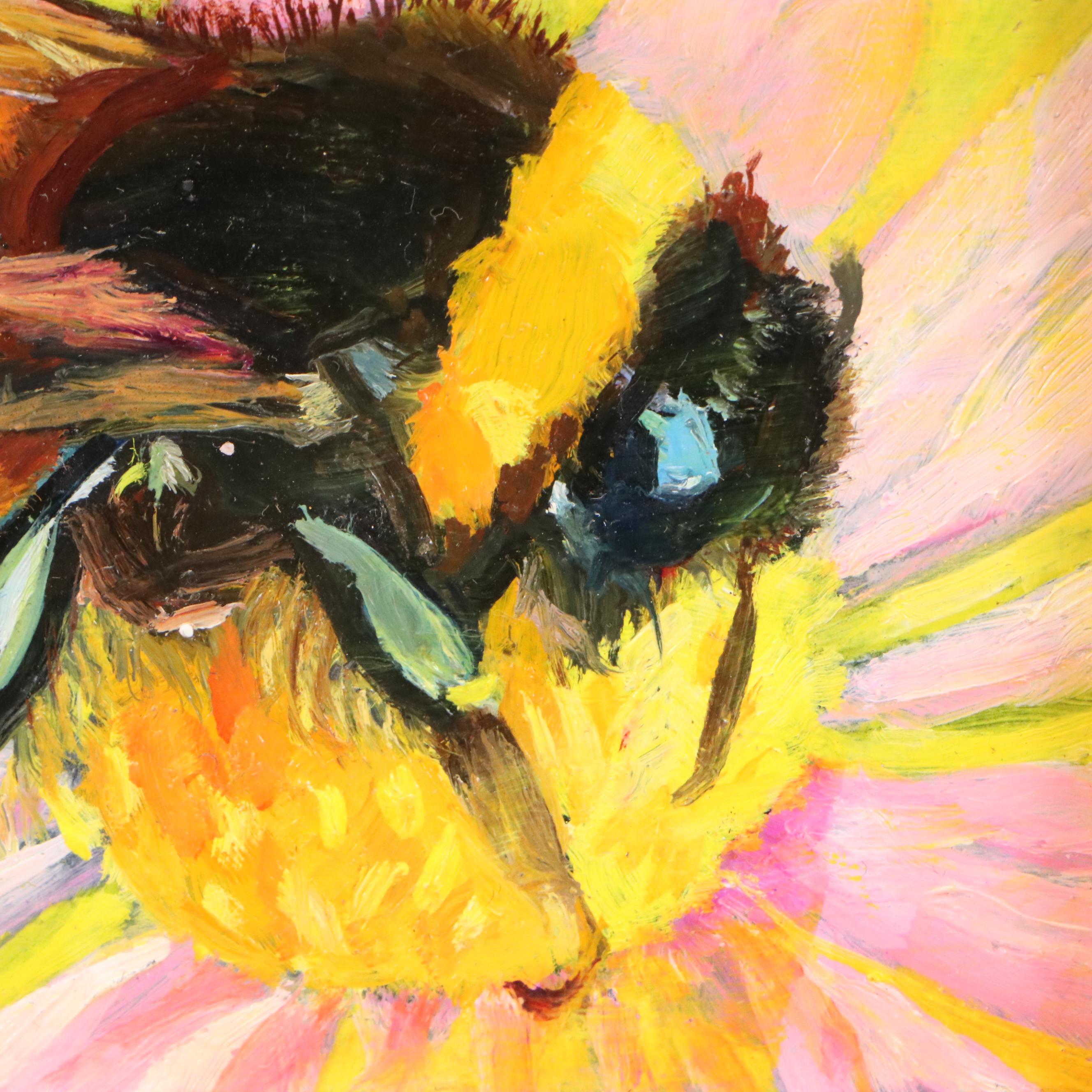 Jeff Claudio Oil Painting of a Bumblebee, 21st C.