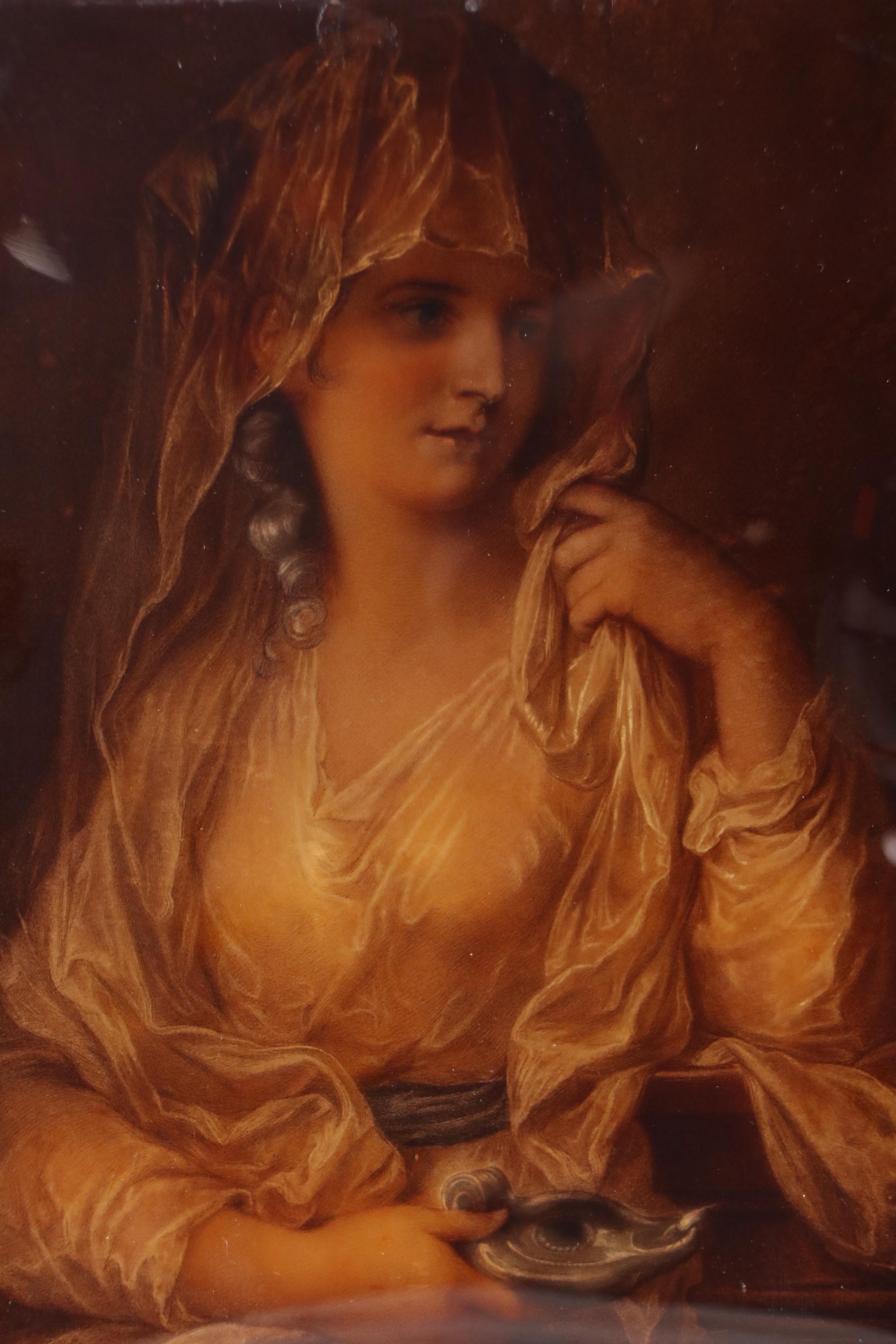 After A. Kauffman Reverse-Printed Glass "Portrait of a Lady as a Vestal Virgin"