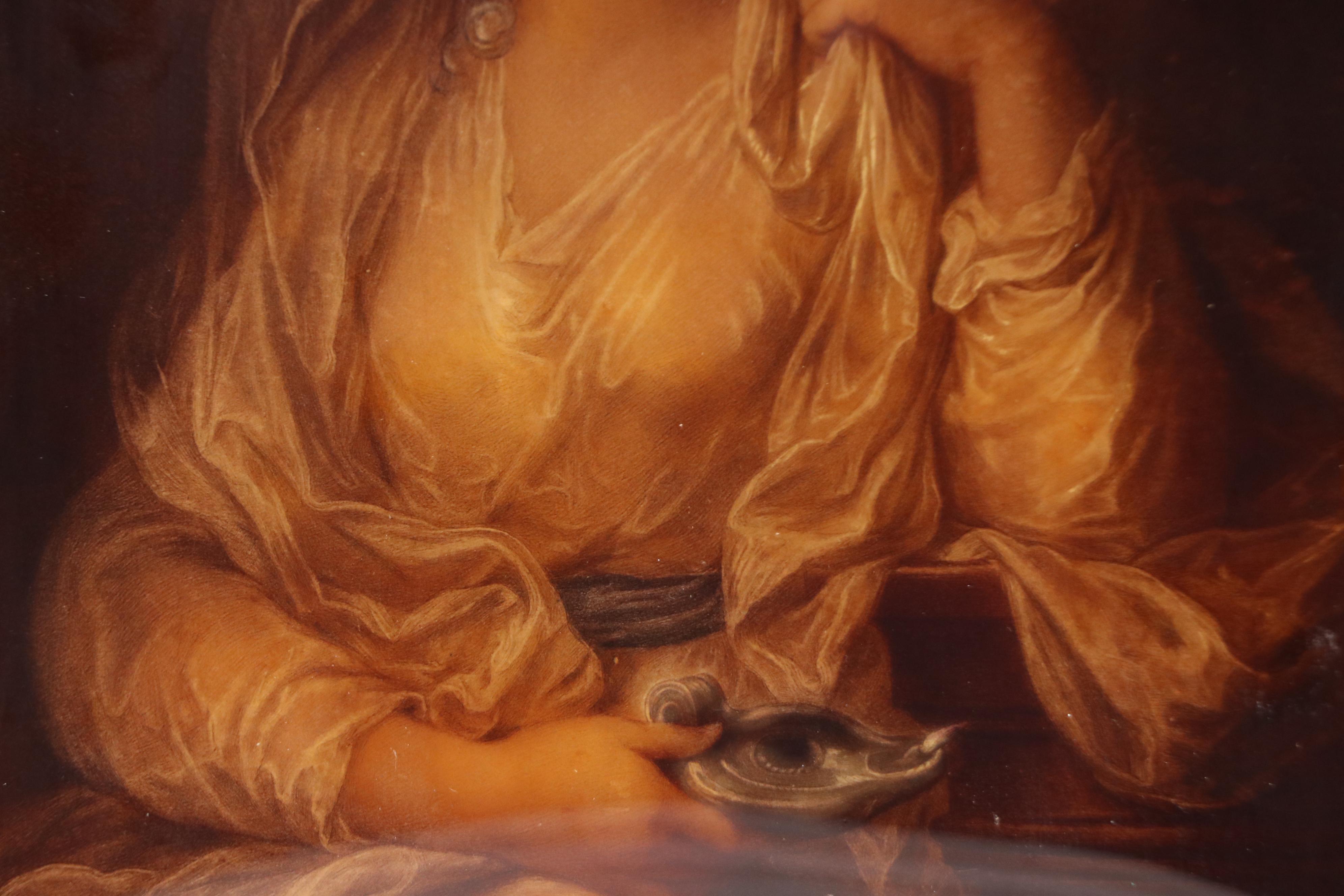 After A. Kauffman Reverse-Printed Glass "Portrait of a Lady as a Vestal Virgin"