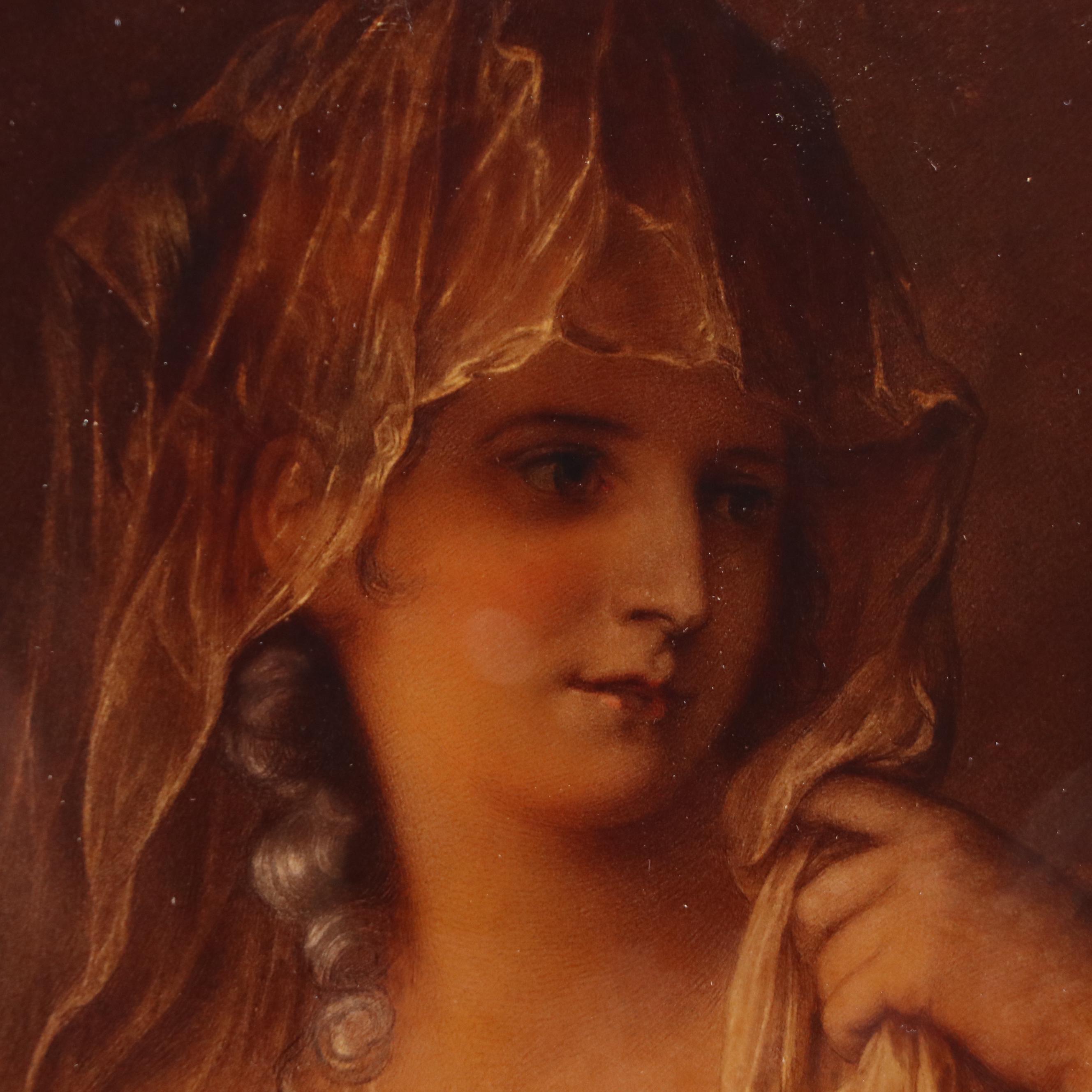 After A. Kauffman Reverse-Printed Glass "Portrait of a Lady as a Vestal Virgin"