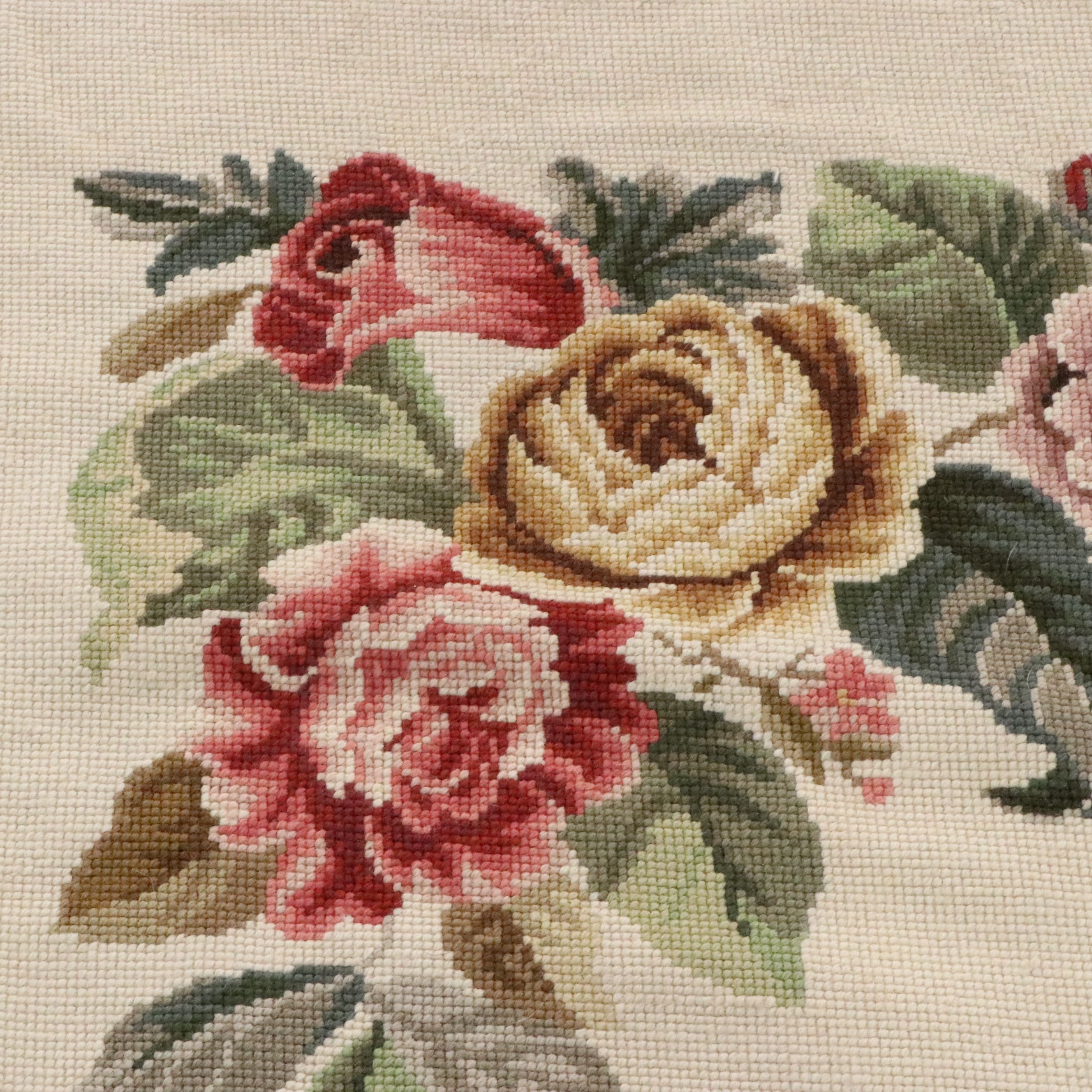 5'7 x 8'8 Handmade Floral Needlepoint Area Rug