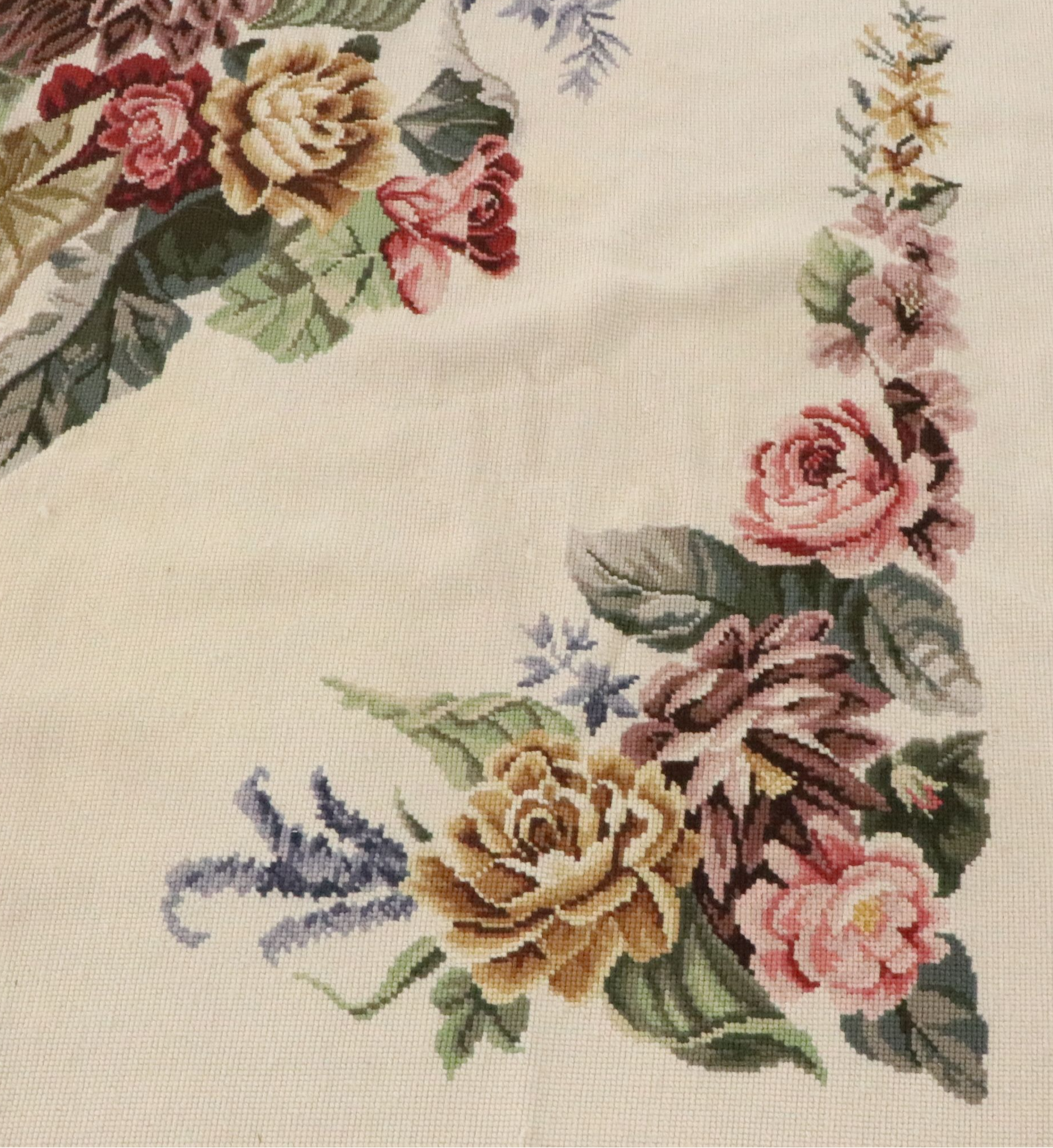 5'7 x 8'8 Handmade Floral Needlepoint Area Rug