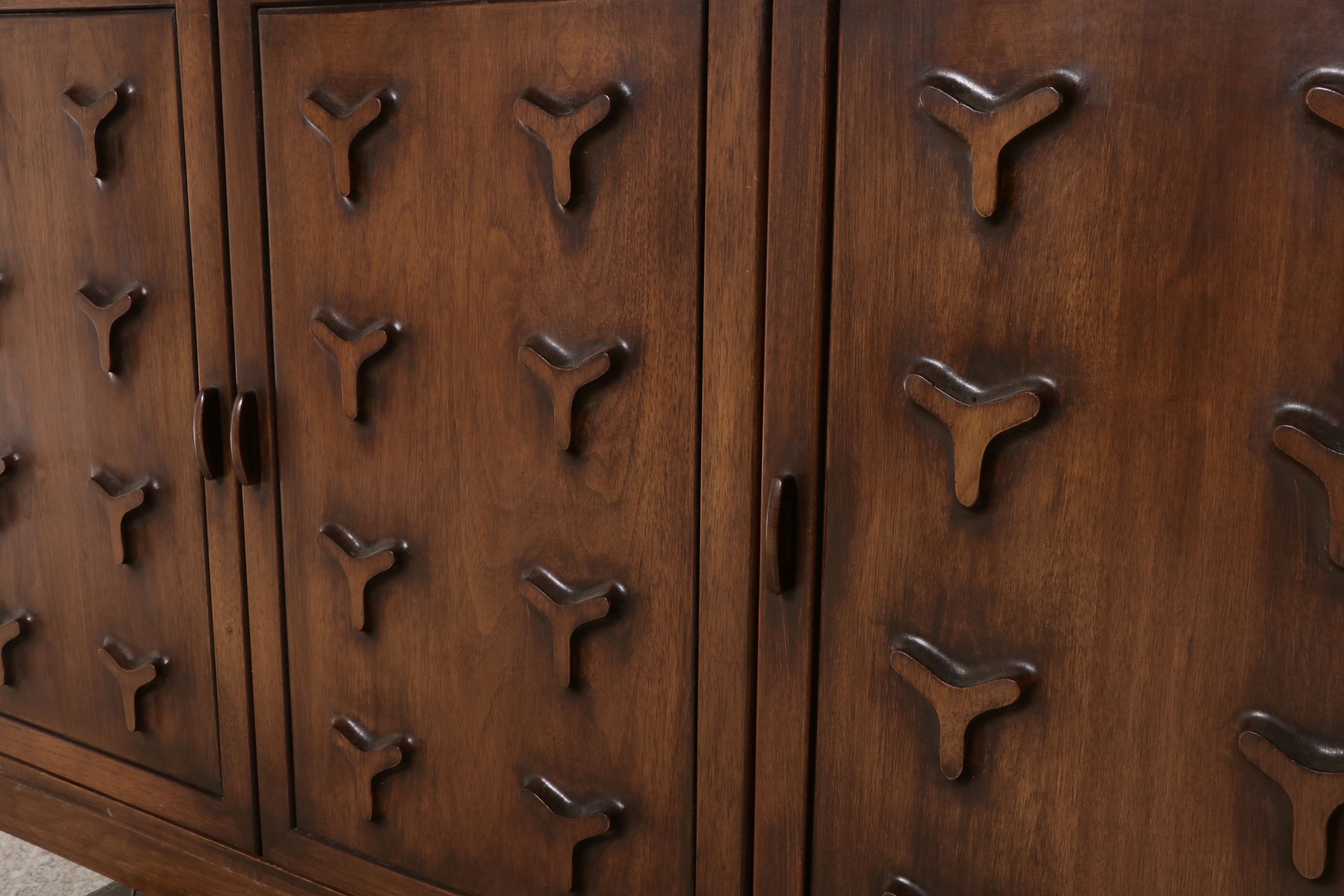 Mid Century Modern Walnut Stereo Cabinet with Dual and Fisher Audio Equipment