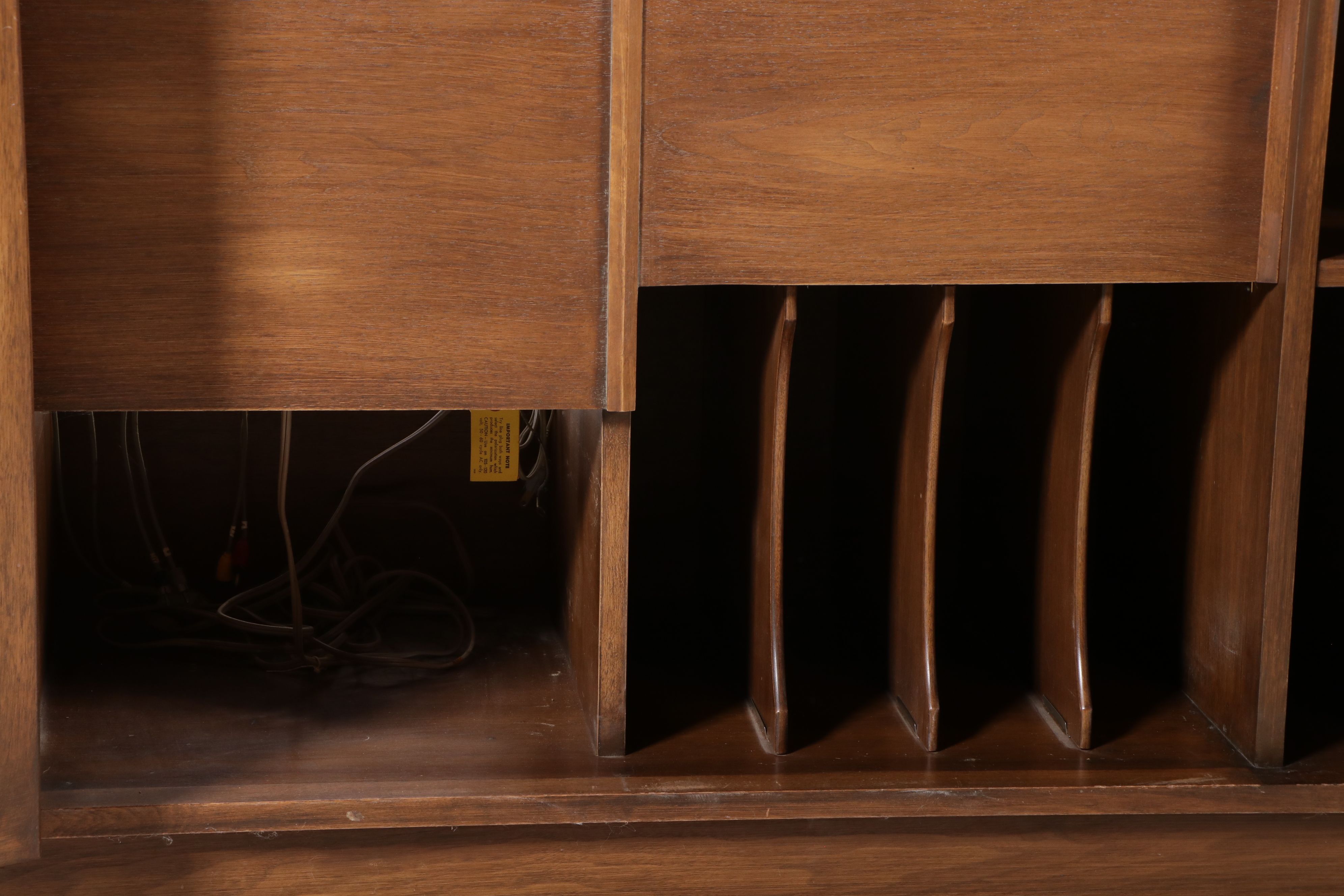 Mid Century Modern Walnut Stereo Cabinet with Dual and Fisher Audio Equipment