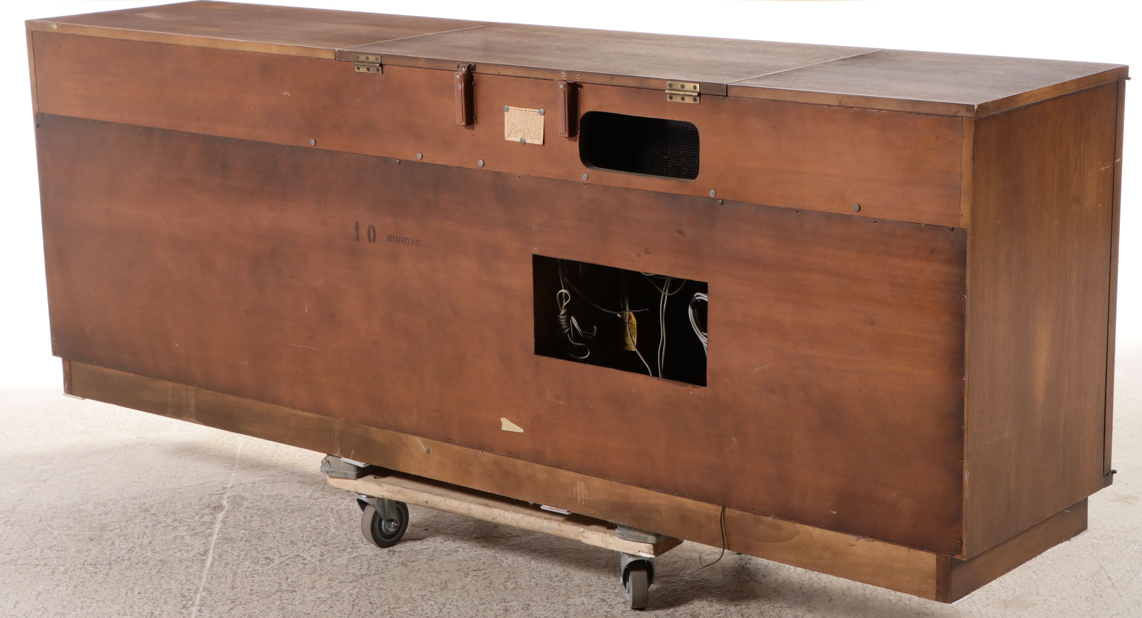 Mid Century Modern Walnut Stereo Cabinet with Dual and Fisher Audio Equipment