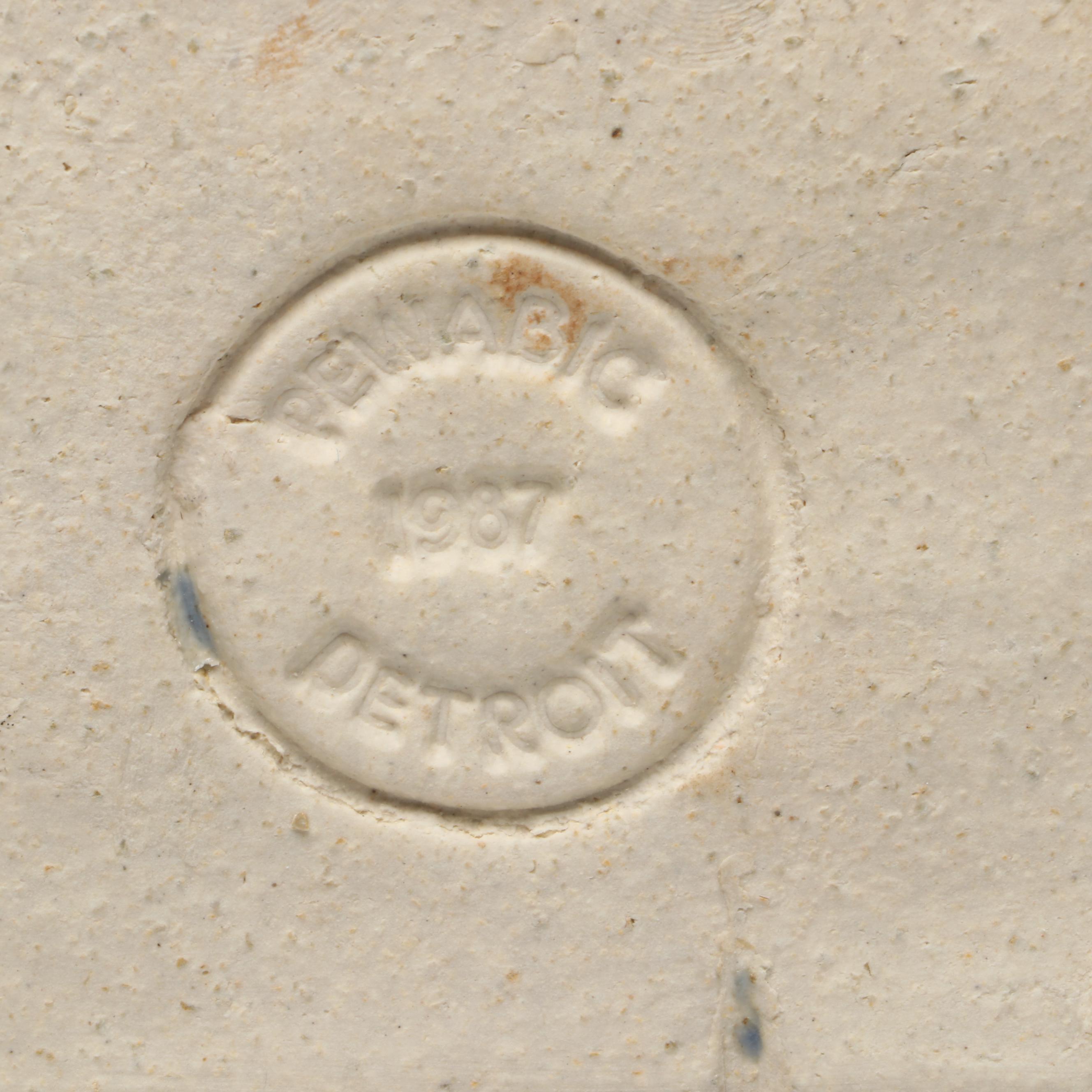 Pewabic Pottery Blue Ceramic Goat Plaque and Green Frog Wall Hanging