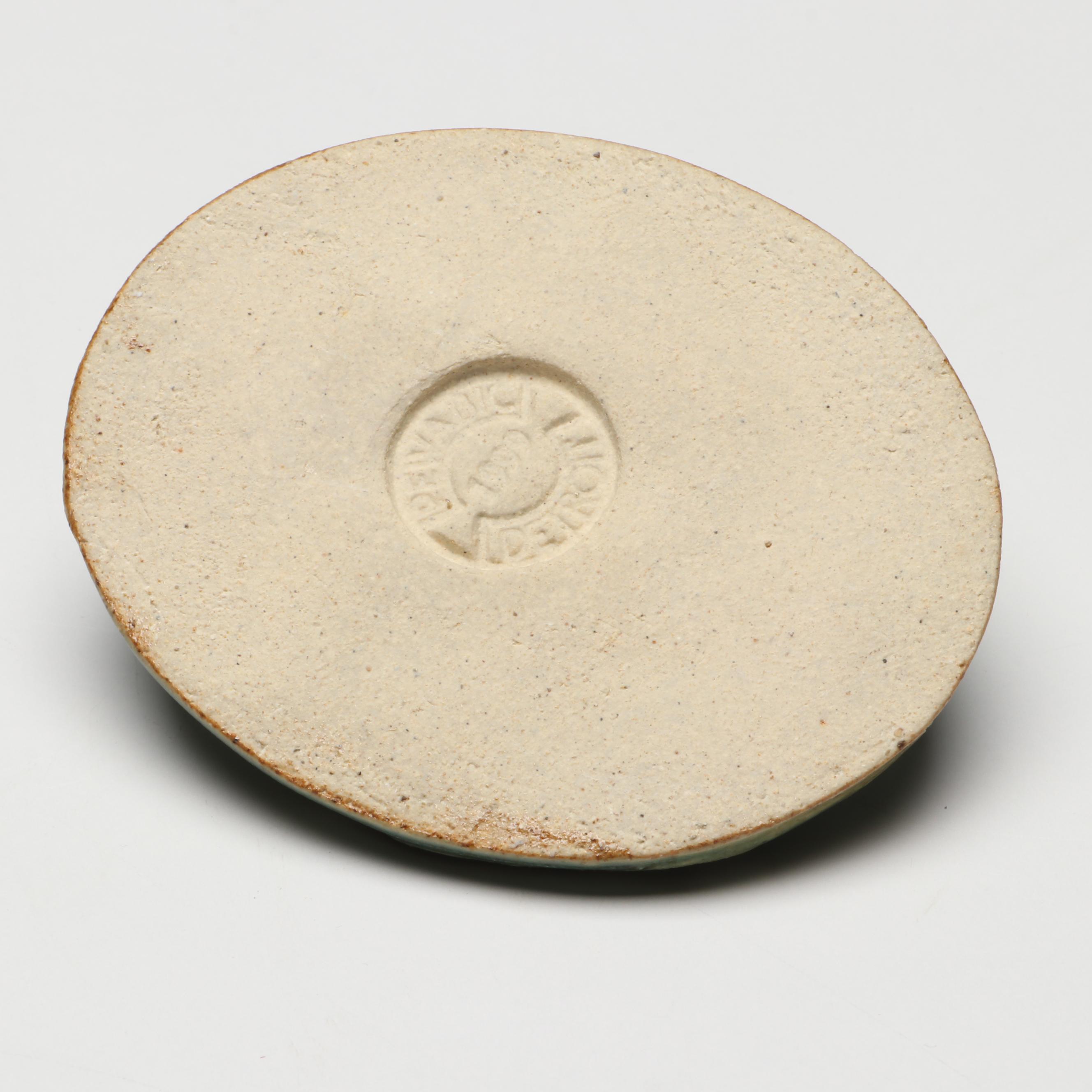 Pewabic Pottery Blue Ceramic Goat Plaque and Green Frog Wall Hanging