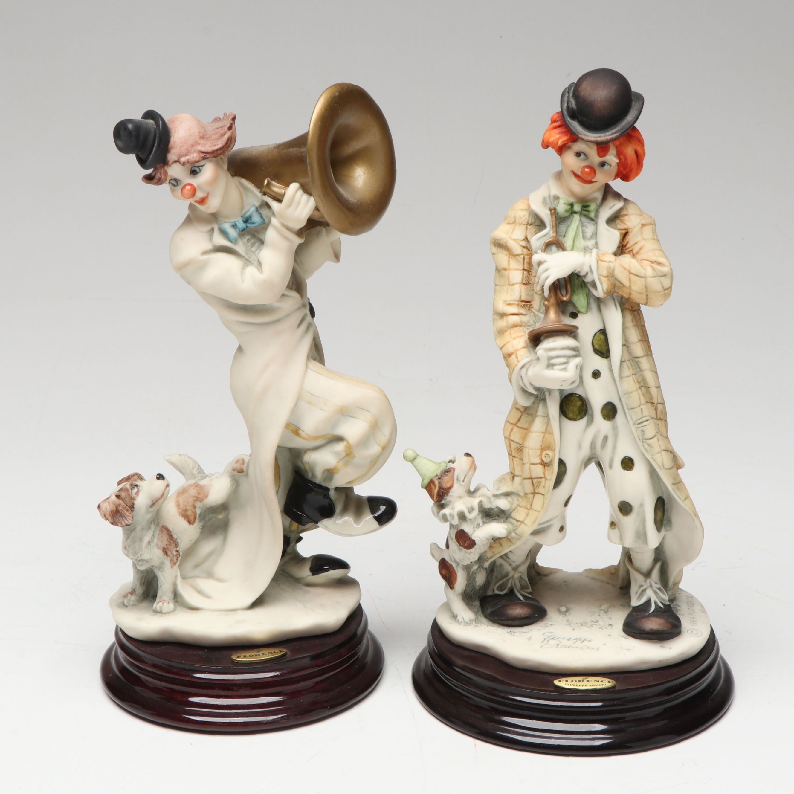 Giuseppe Armani Italian Bisque Clowns with Dogs