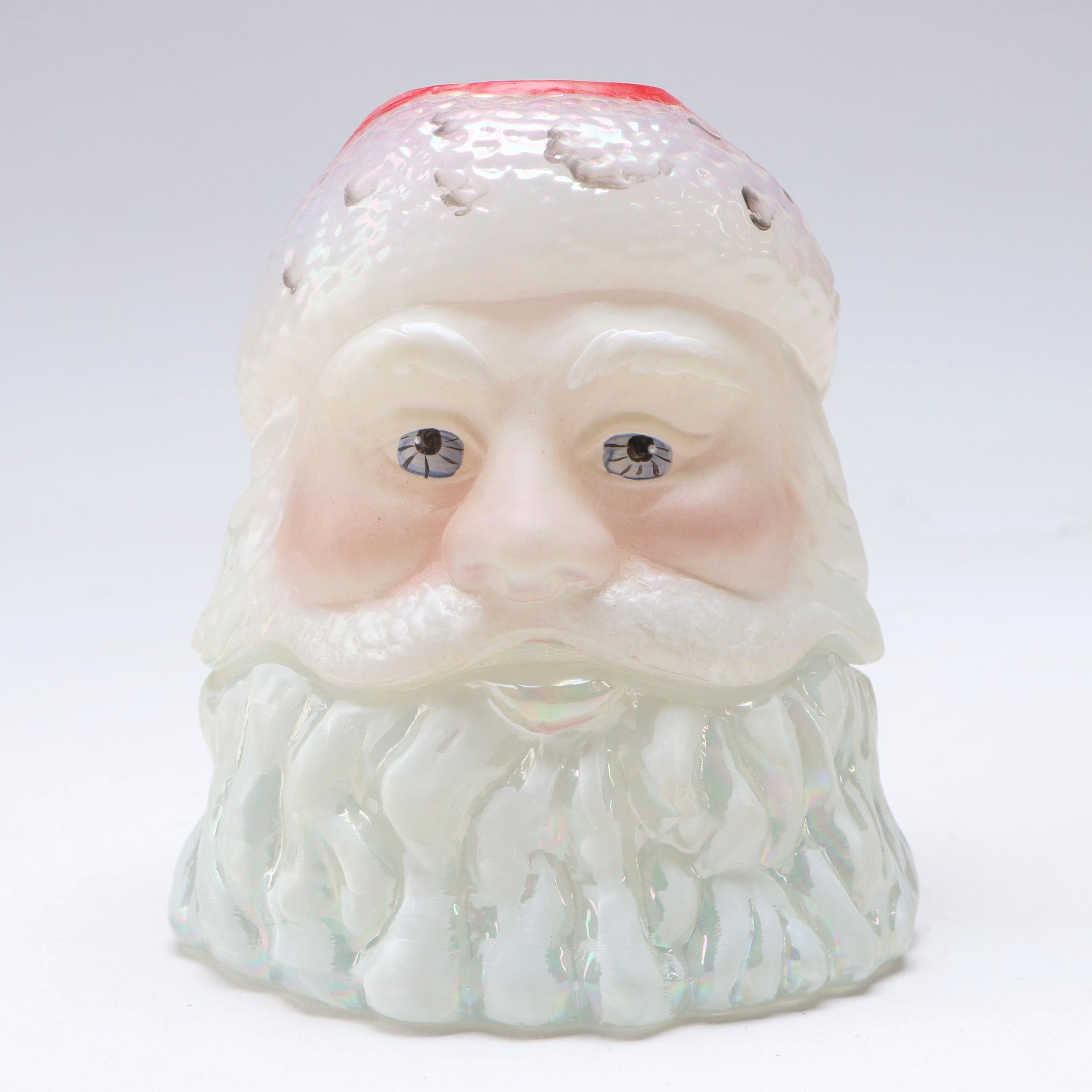 J. Riddle for Fenton Opalescent Glass Santa Claus Fairy Lamp