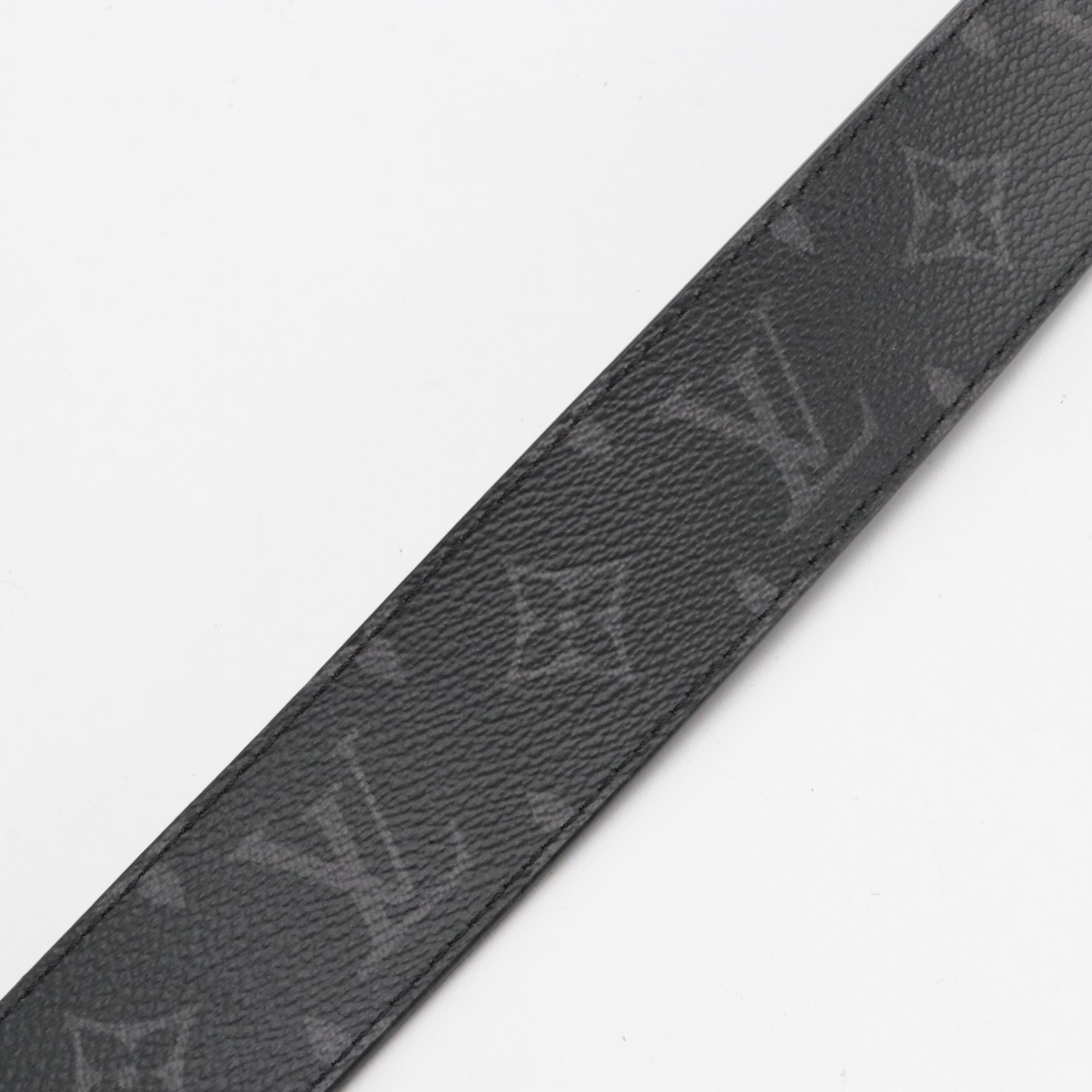 Louis Vuitton LV Initiales Belt in Black Monogram Canvas and Leather, With Box