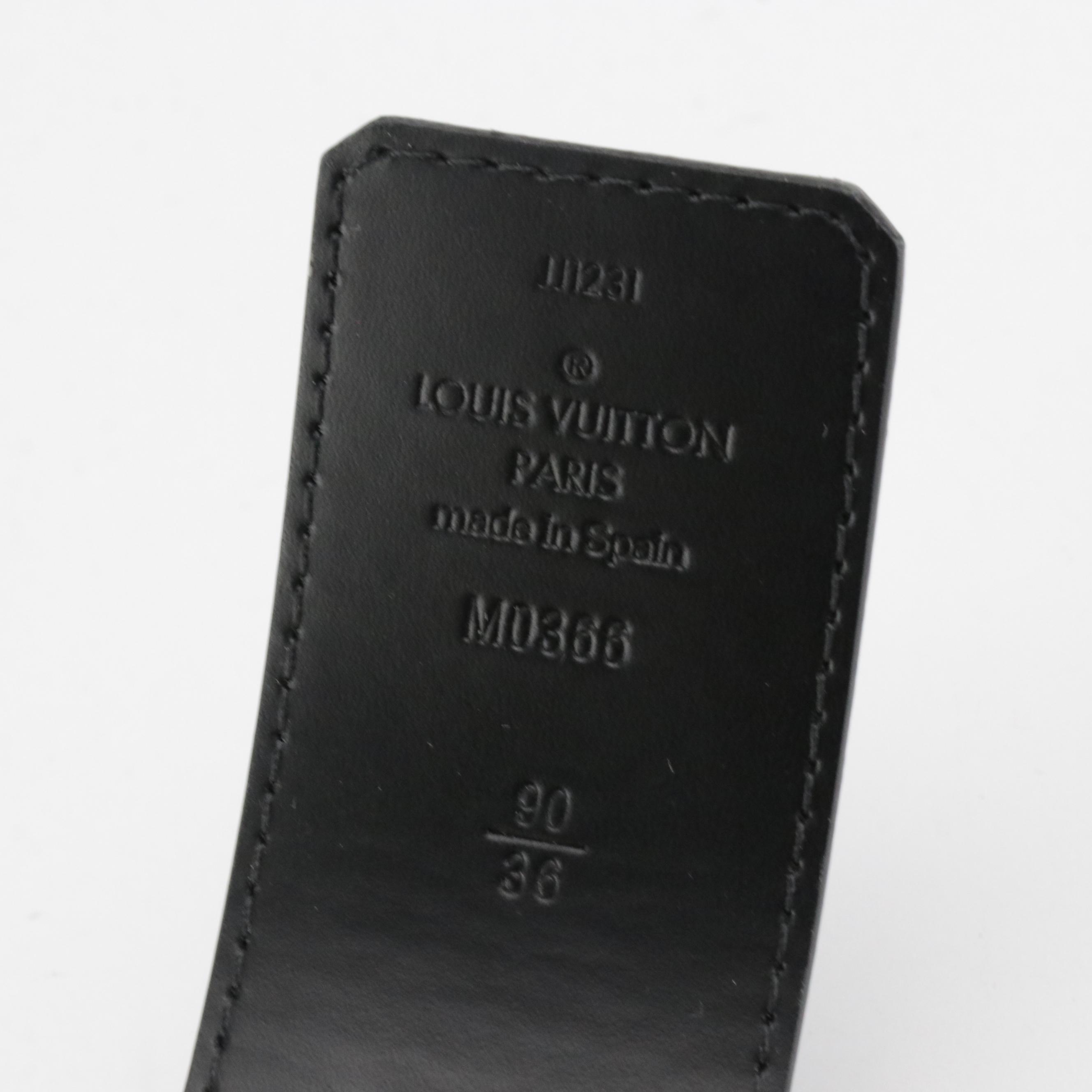 Louis Vuitton LV Initiales Belt in Black Monogram Canvas and Leather, With Box