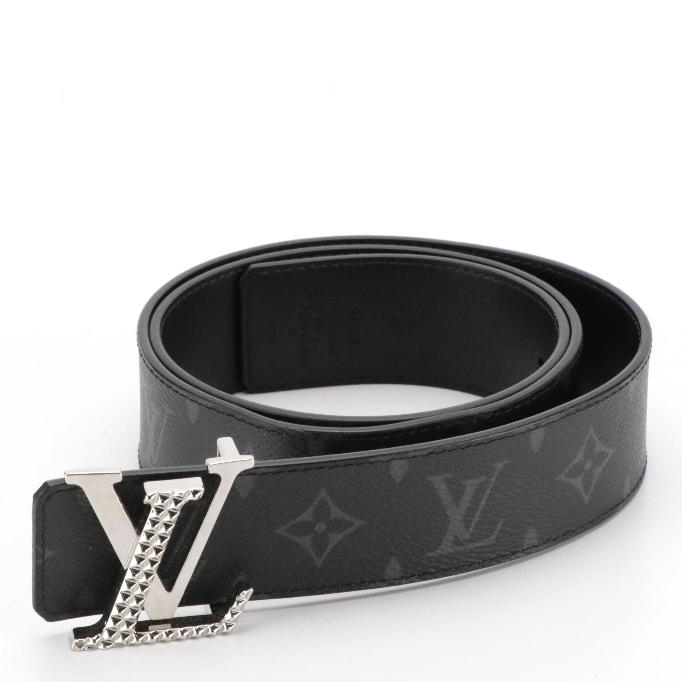 Louis Vuitton LV Initiales Belt in Black Monogram Canvas and Leather, With Box