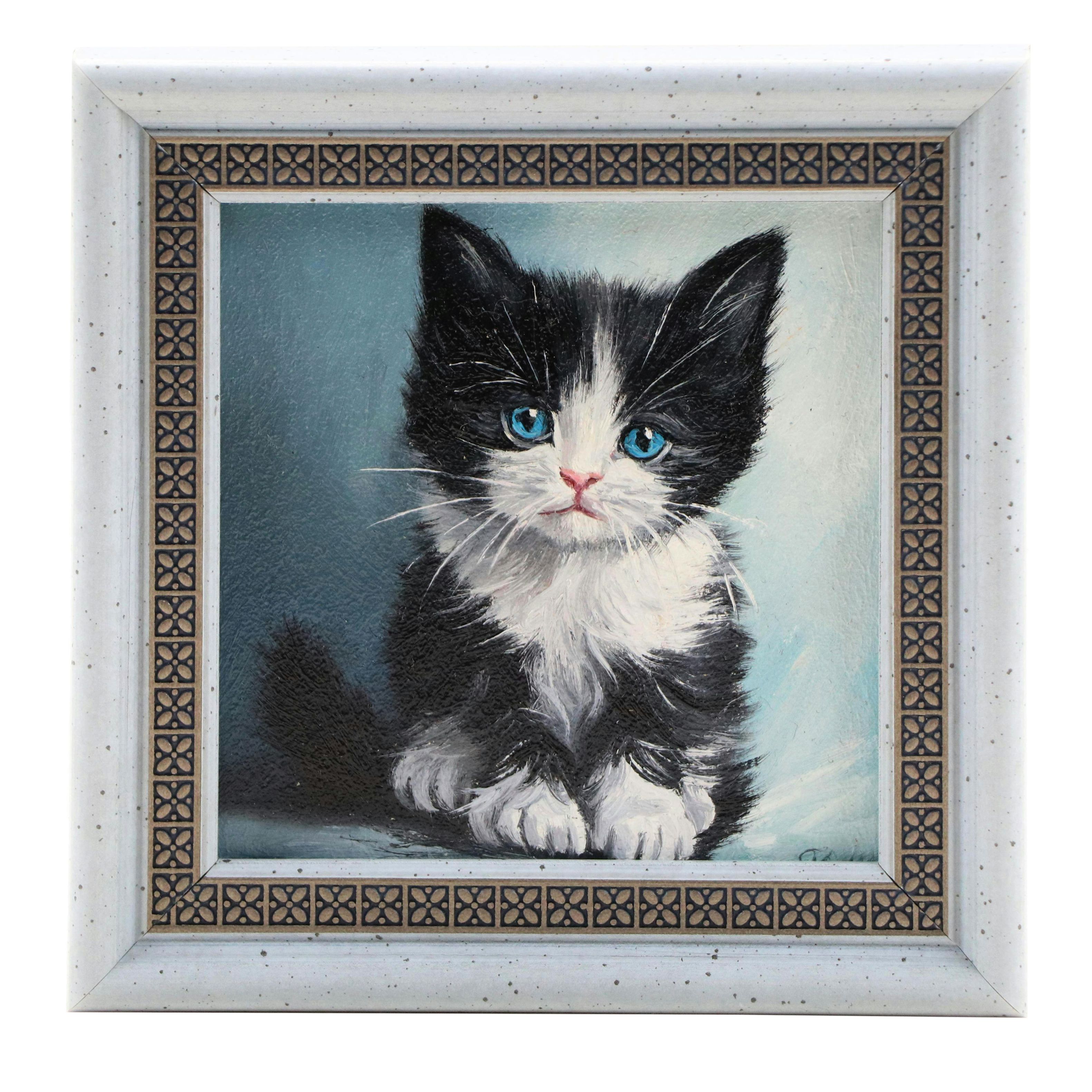 Oil Painting of Tuxedo Kitten, 2025