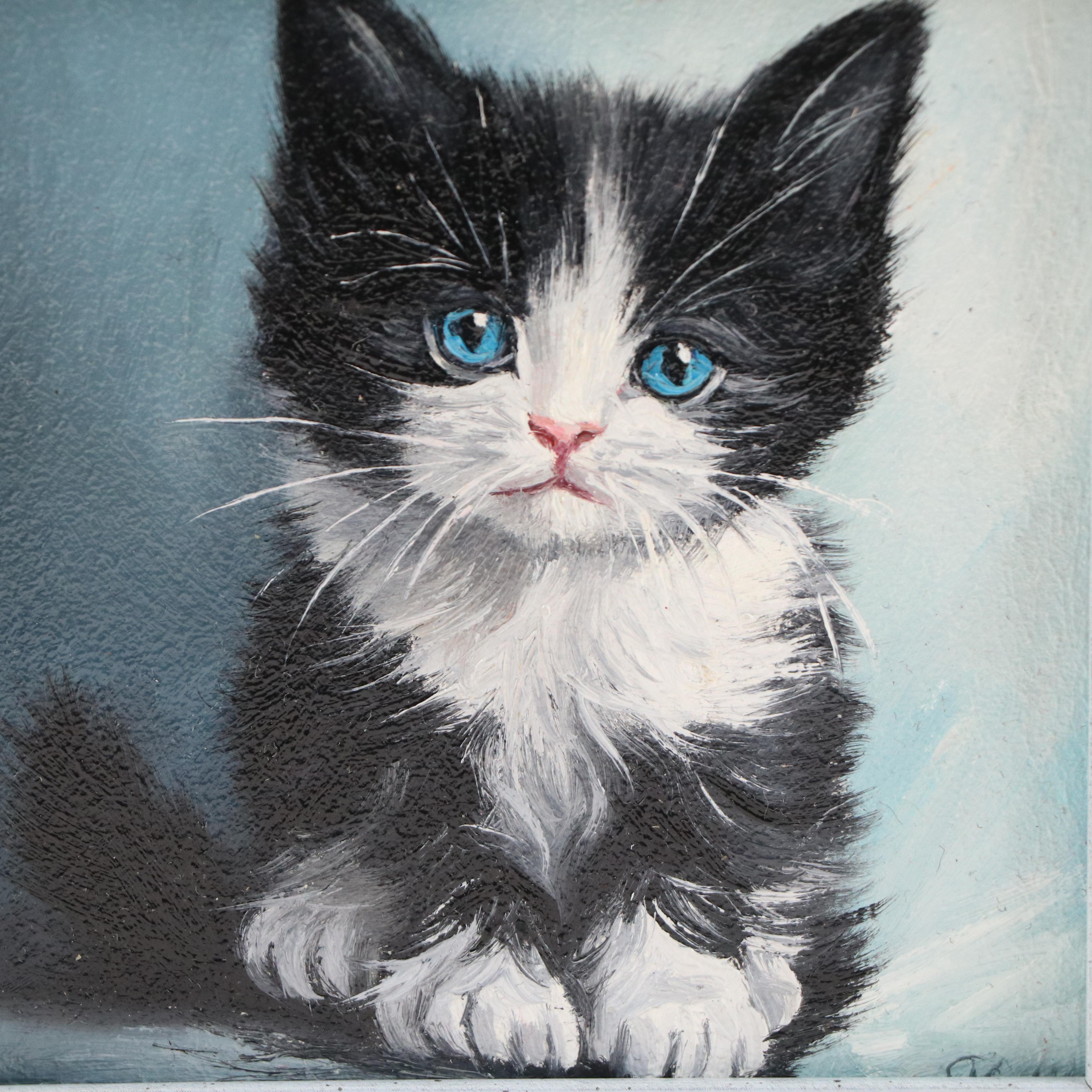 Oil Painting of Tuxedo Kitten, 2025