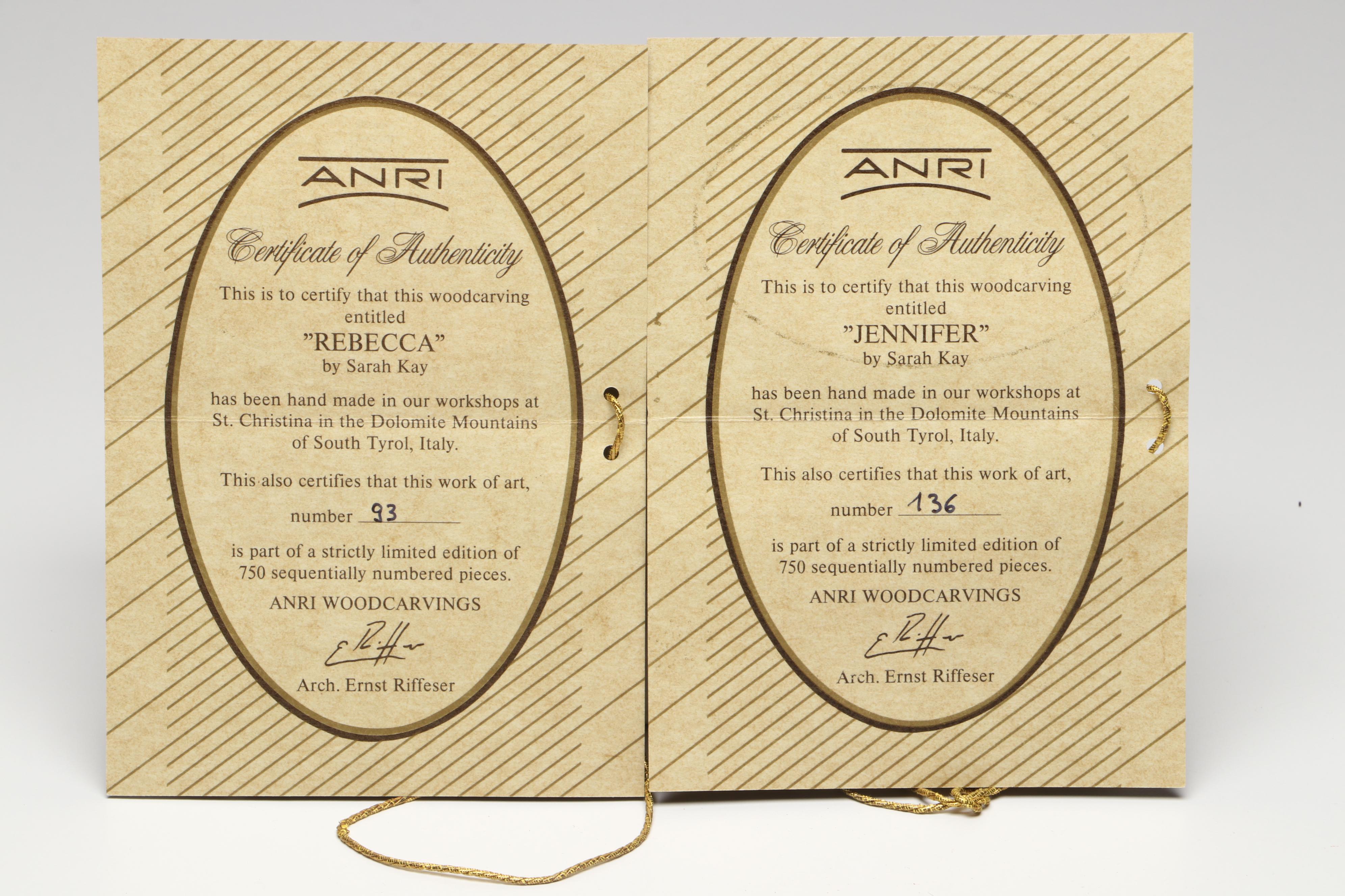 Sarah Kay for ANRI "Rebecca" and Italian "Jennifer" Wood Dolls