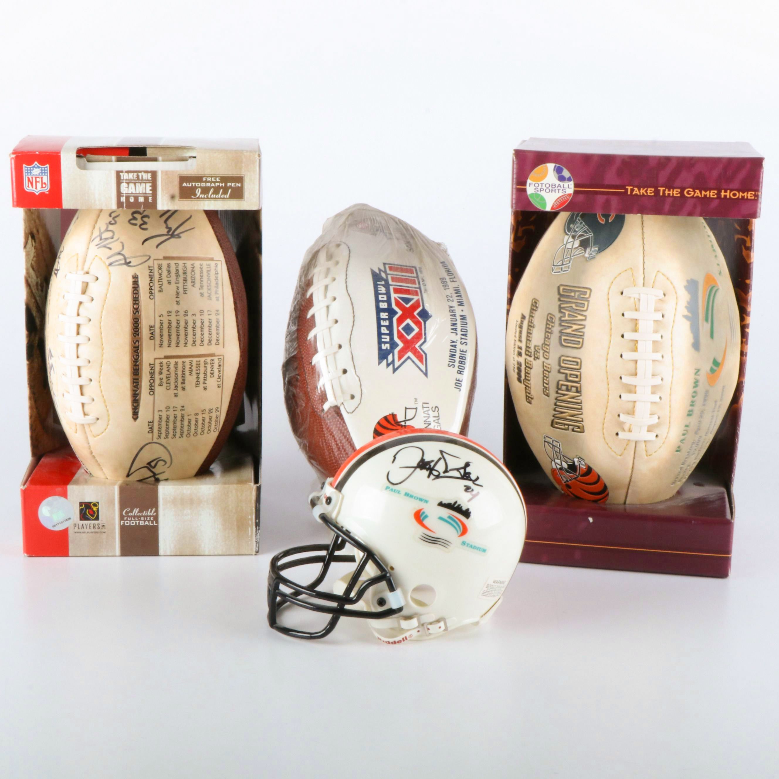 Deltha O'Neal Signed Mini Helmet with SB XXIII Commemorative Football and More