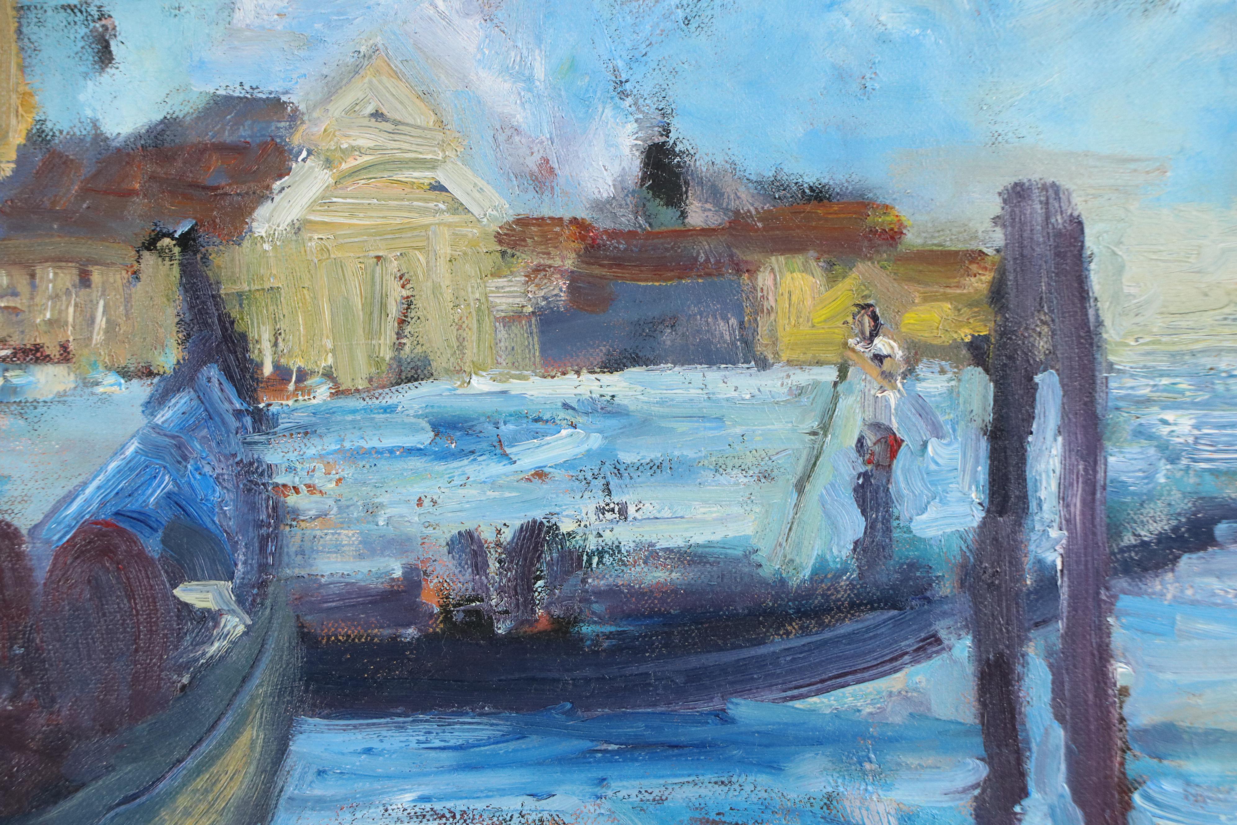 Leif Janek Acrylic Painting of Venetian Canal Scene