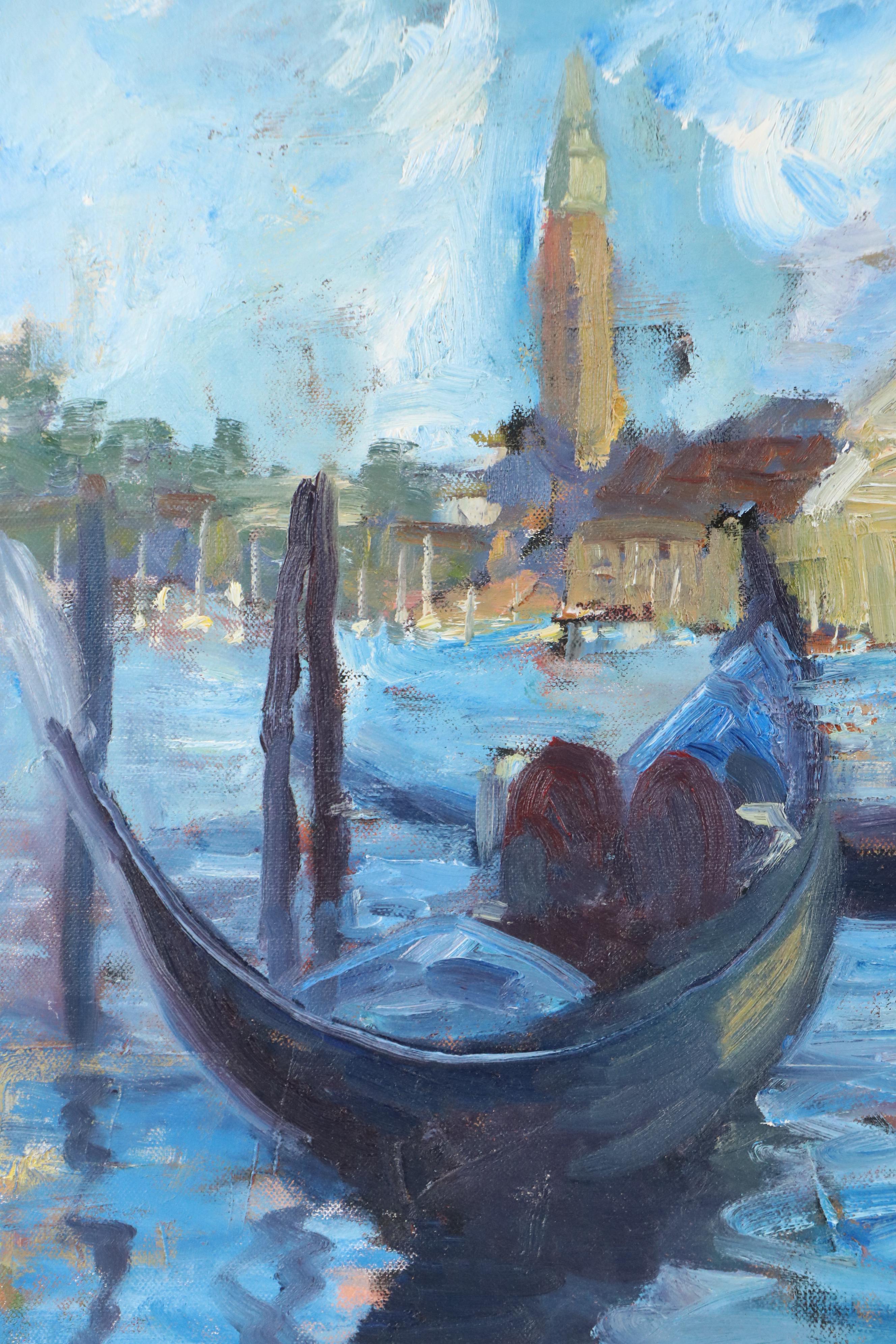 Leif Janek Acrylic Painting of Venetian Canal Scene