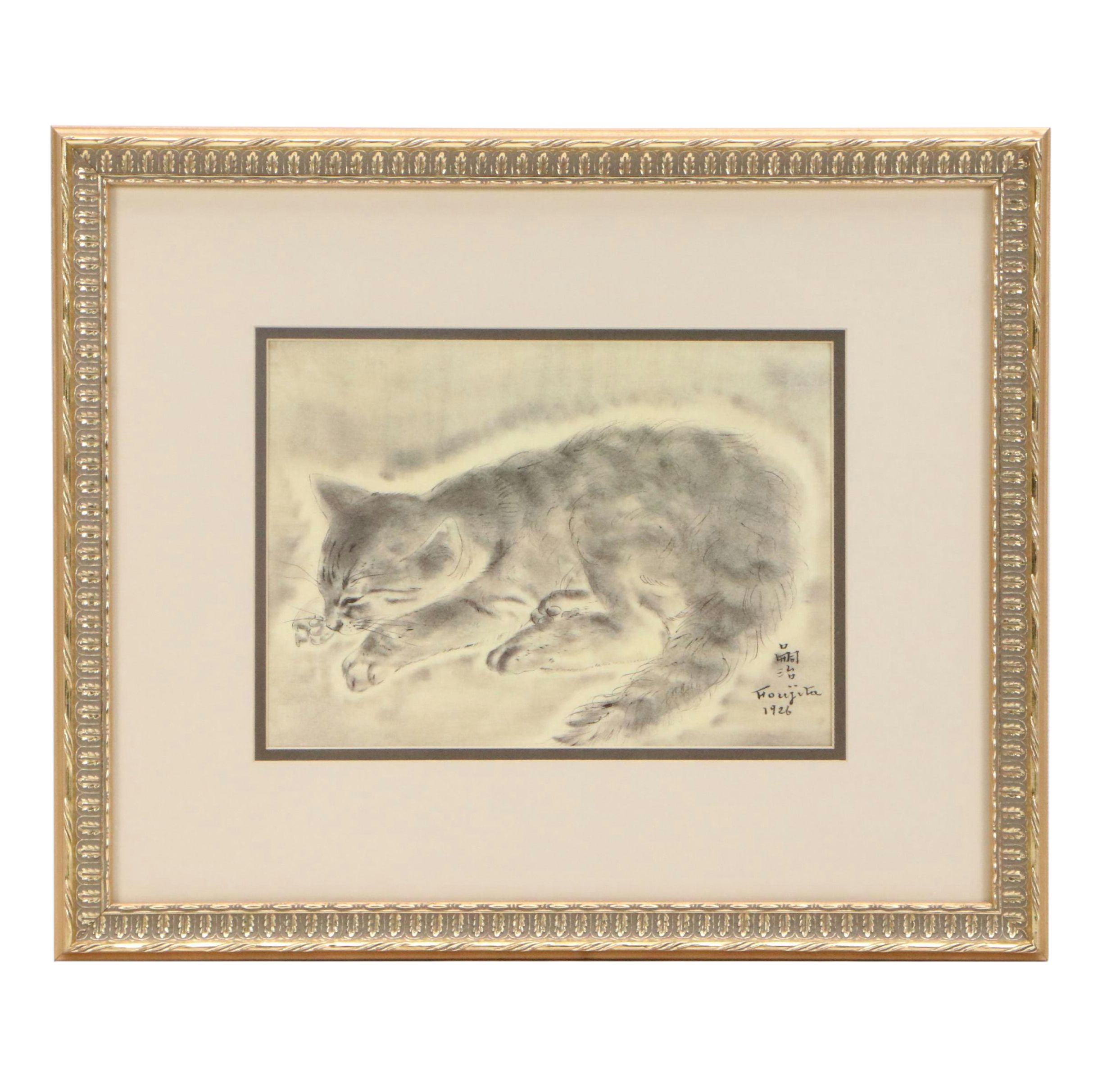 Offset Lithograph After Léonard Tsuguharu Foujita "Petit Chat"
