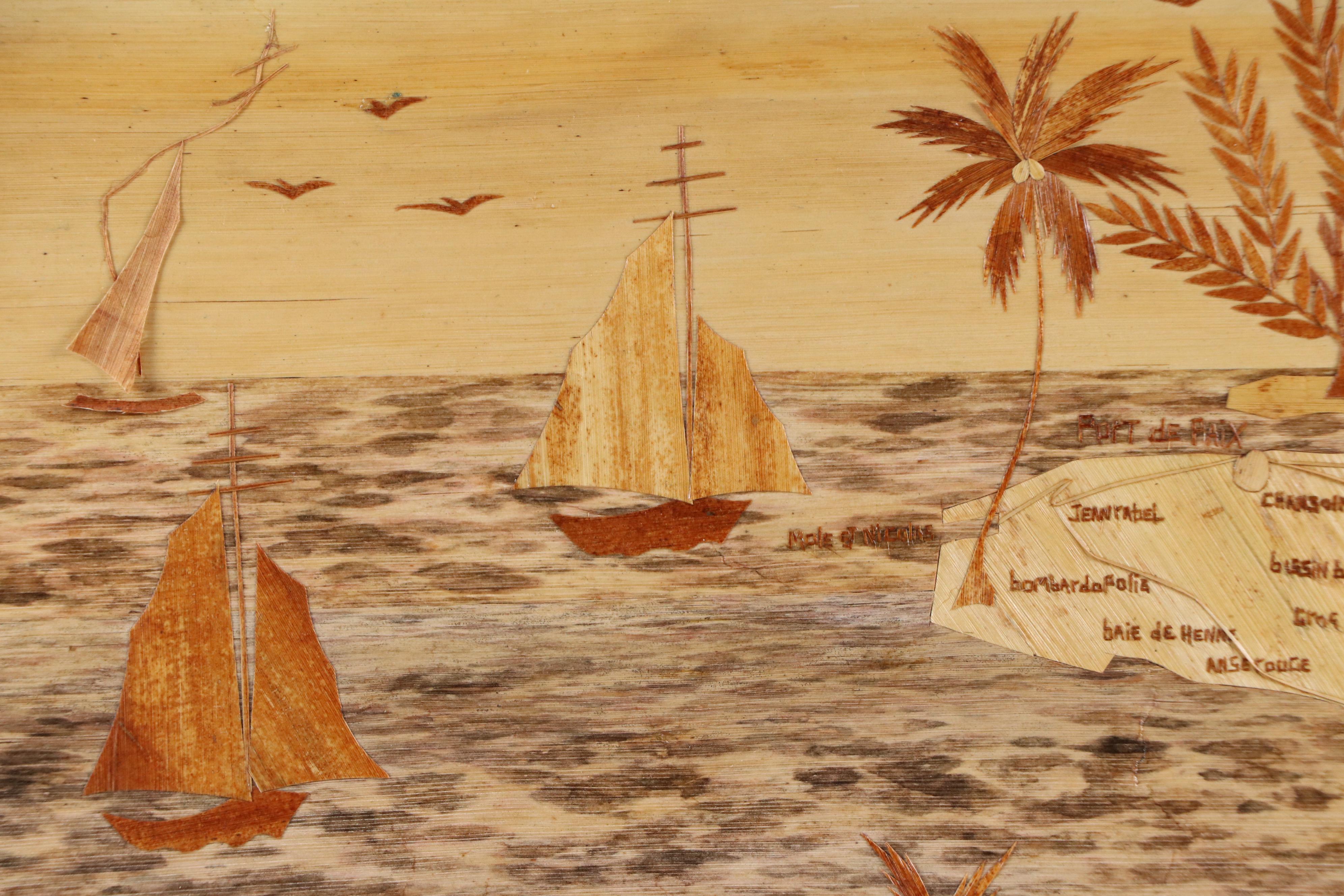 Joseph Sandral Haitian Collaged Banana Fiber Map