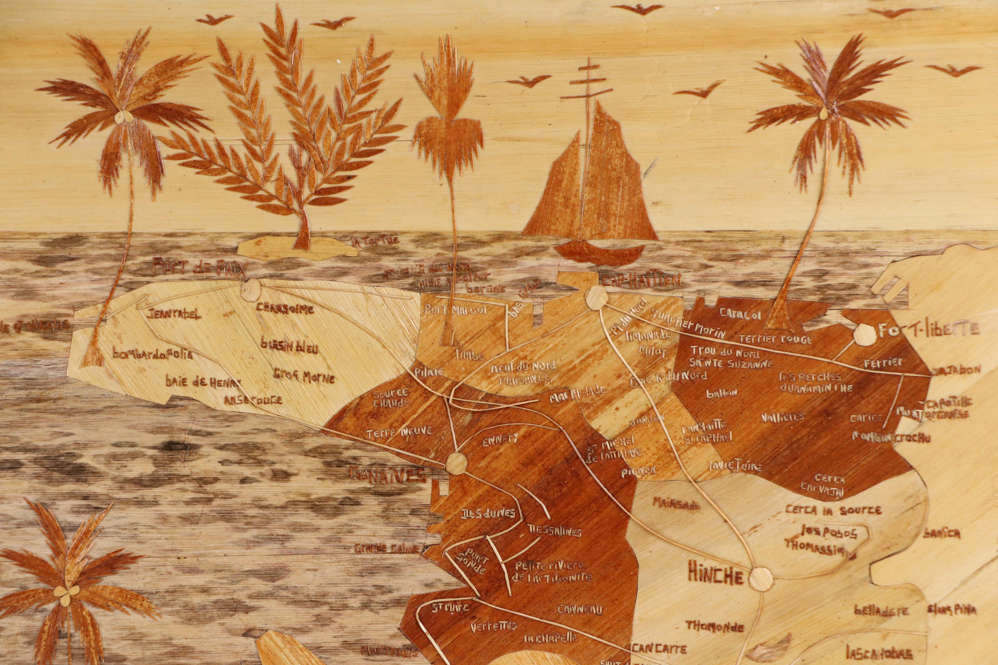 Joseph Sandral Haitian Collaged Banana Fiber Map