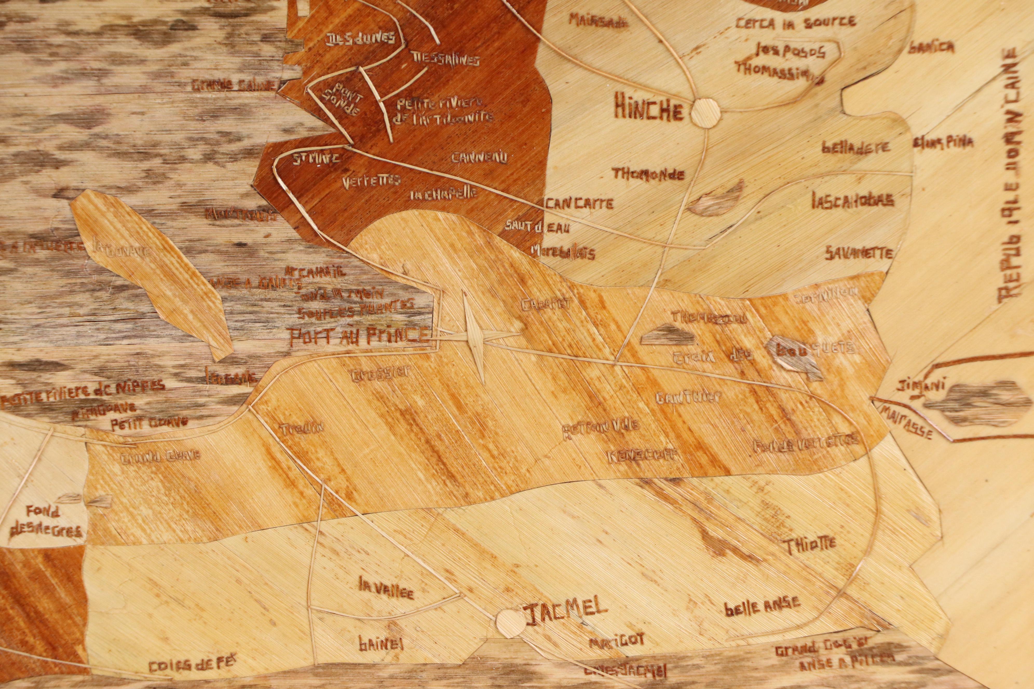 Joseph Sandral Haitian Collaged Banana Fiber Map