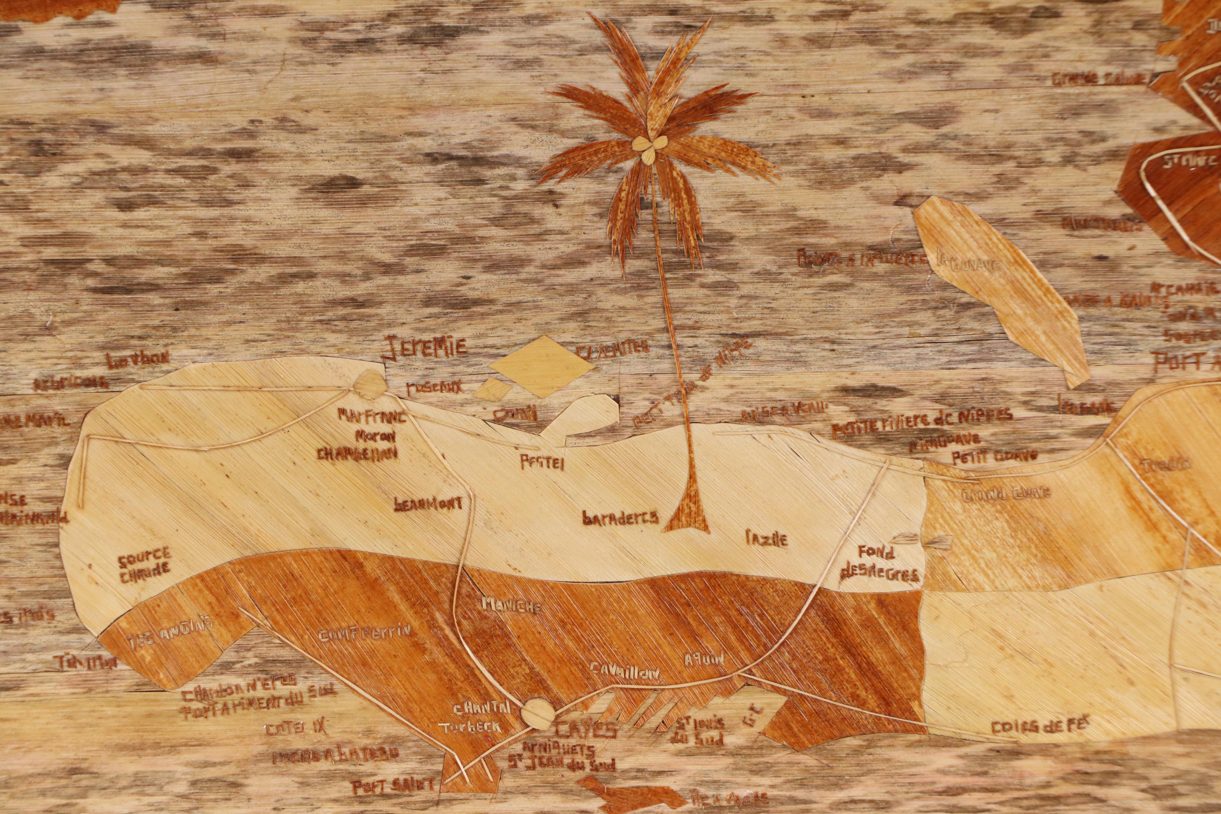 Joseph Sandral Haitian Collaged Banana Fiber Map