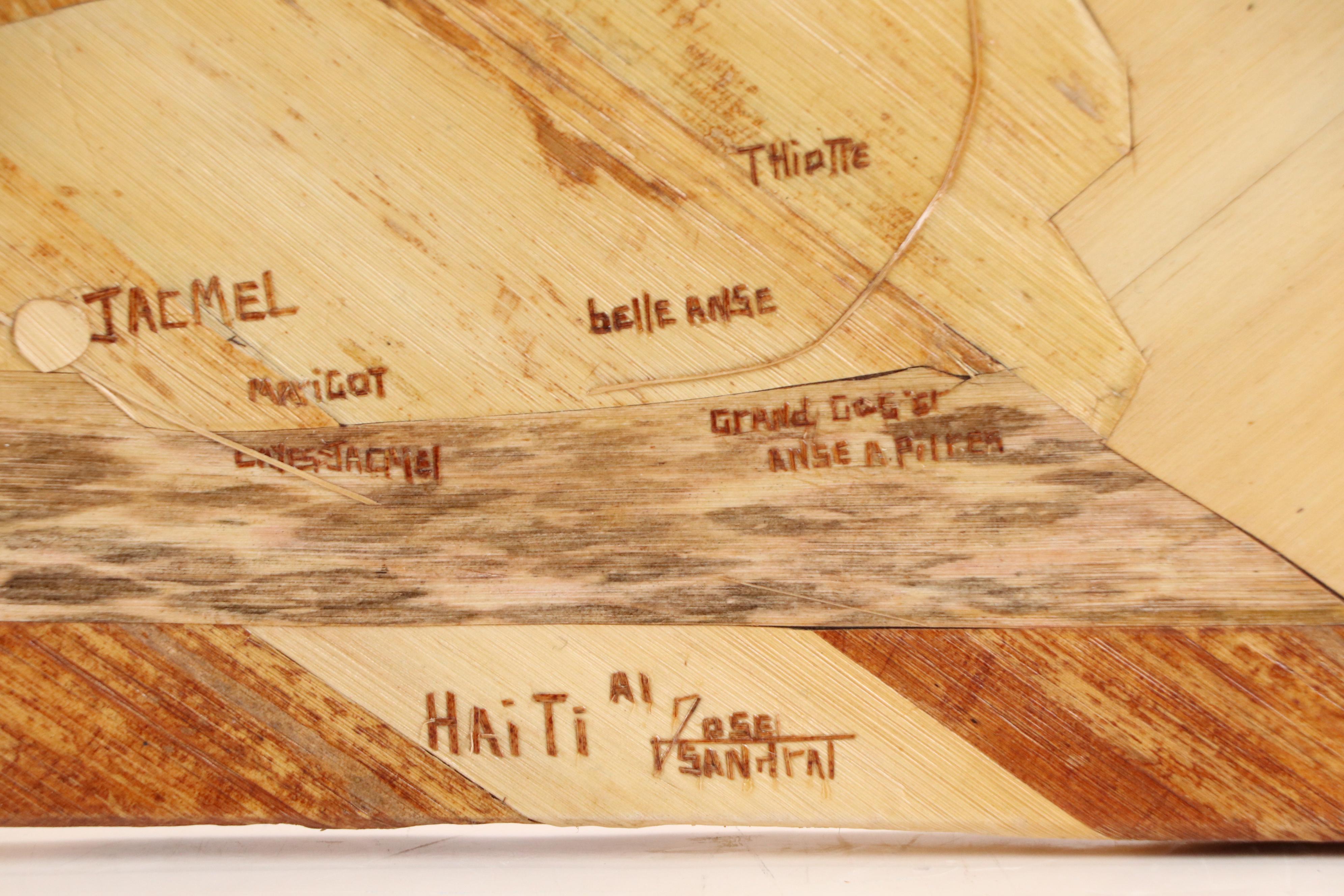 Joseph Sandral Haitian Collaged Banana Fiber Map
