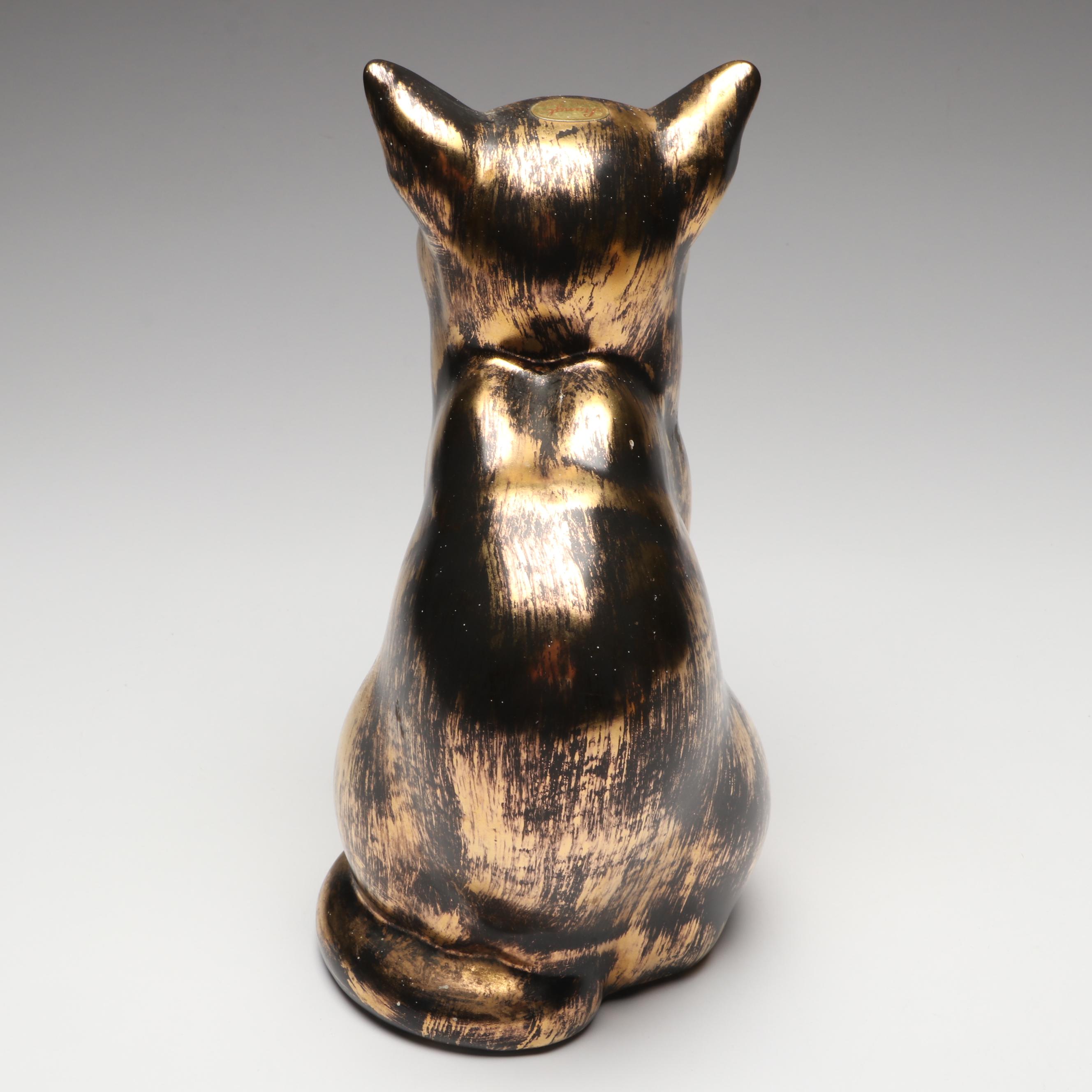 Stangl 22K Gilt Glazed Cat and Walnut Ridge Collectibles Basket of Kittens